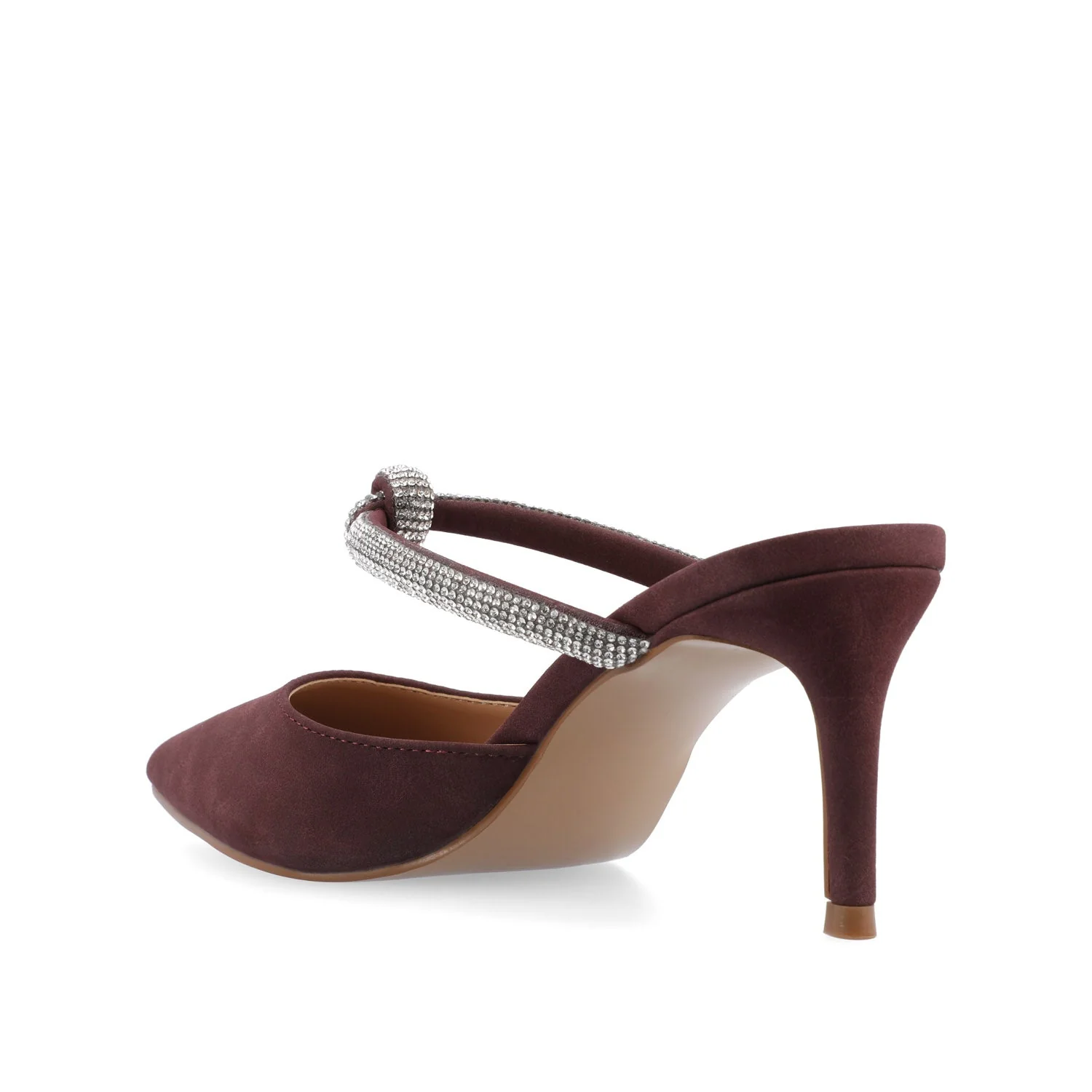 LUNNA MULE STILETTO HEELS IN FAUX SUEDE - Wine - Image 4