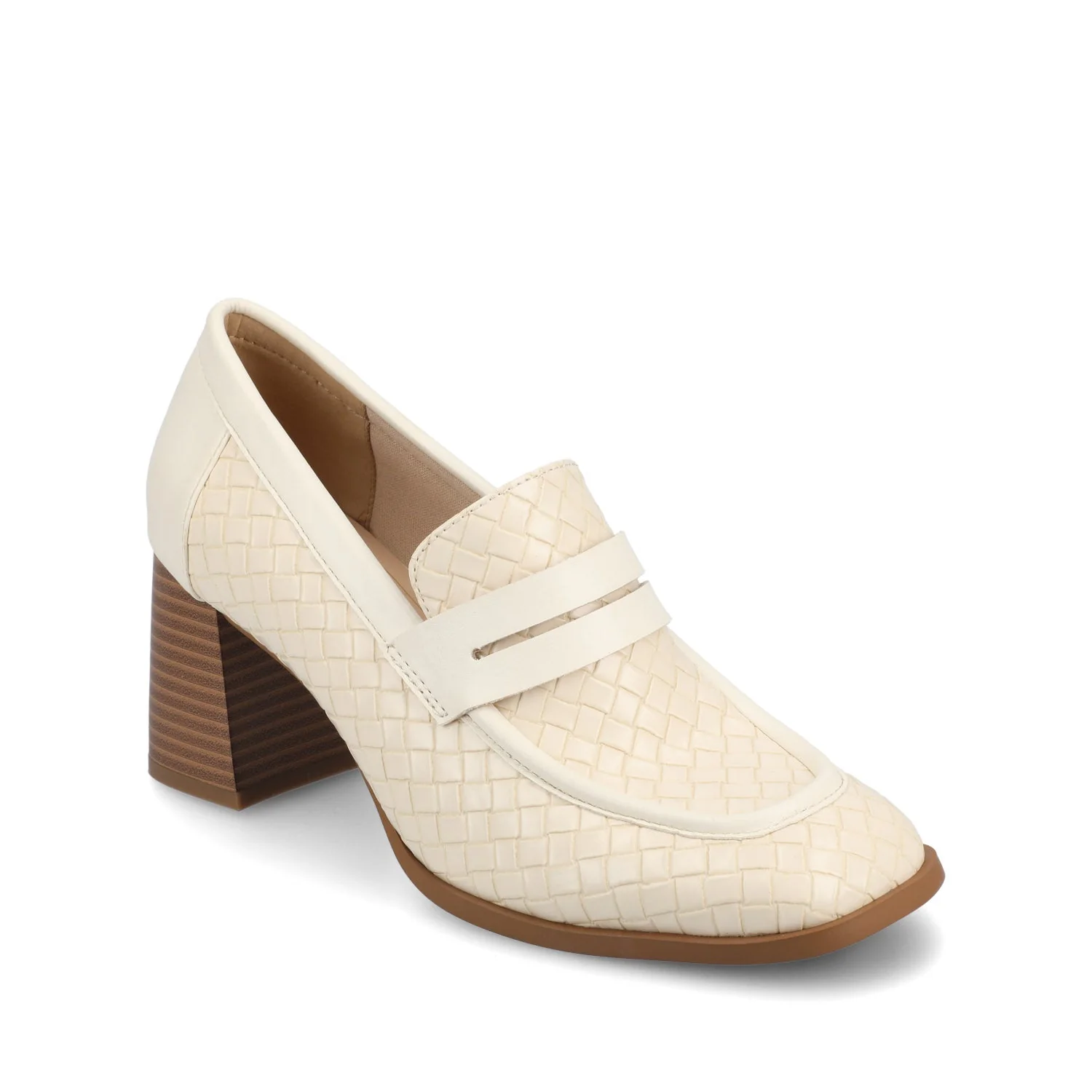 MALLEAH BLOCK HEEL LOAFERS - Bone Woven - Image 4