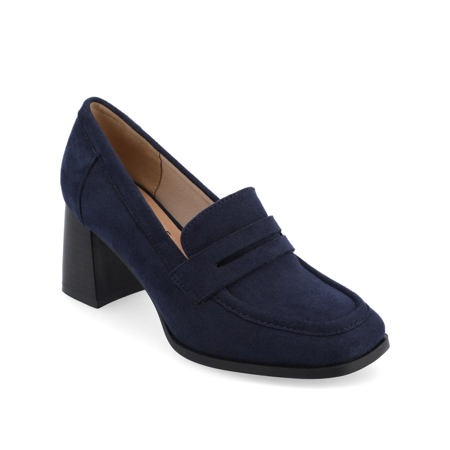 MALLEAH BLOCK HEEL LOAFERS - Navy Nubuck - Image 2