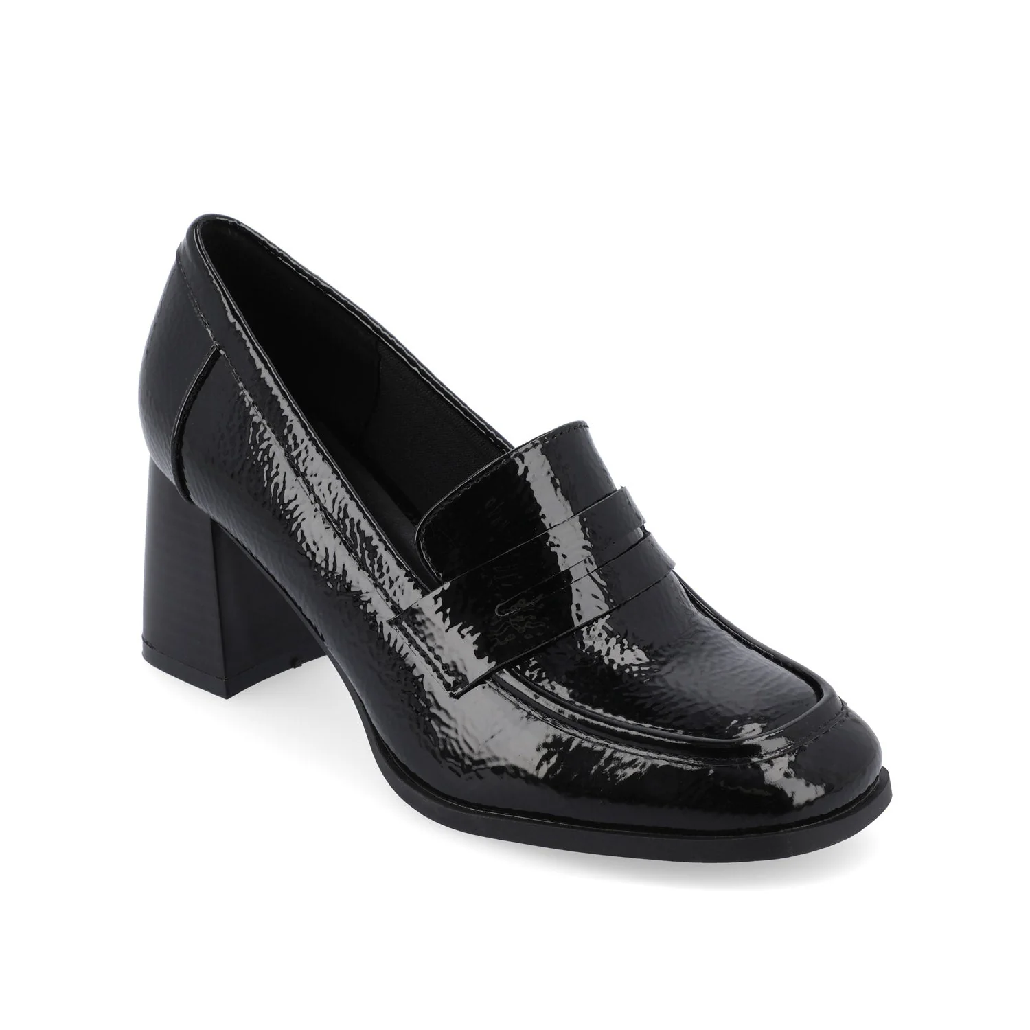 MALLEAH BLOCK HEEL LOAFERS - Patent Black - Image 2