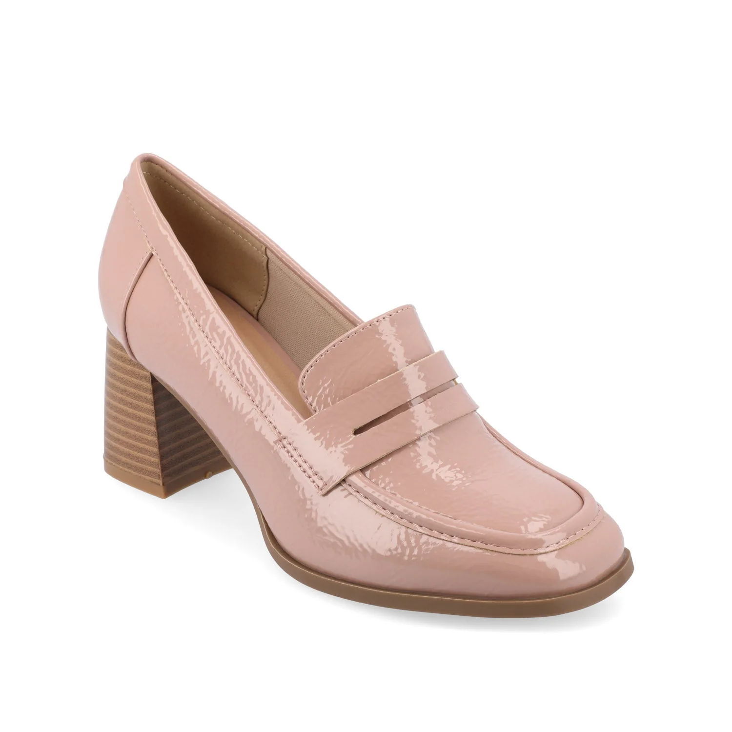 MALLEAH BLOCK HEEL LOAFERS IN WIDE - Patent Pink - Image 2