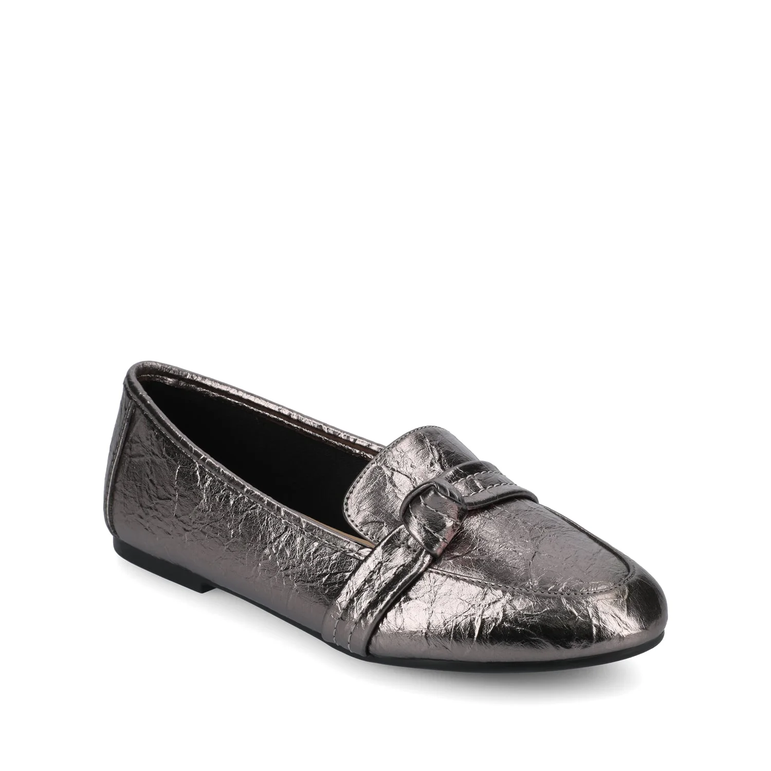 MARCI LOAFER FLATS IN VEGAN LEATHER - Pewter Crinkle - Image 2
