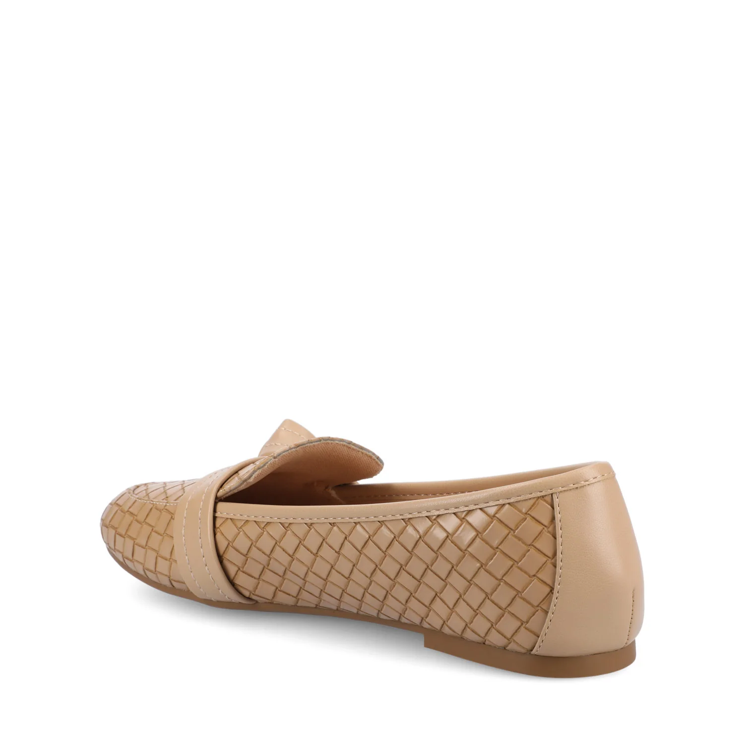 MARCI LOAFER FLATS IN VEGAN LEATHER - Tan Woven - Image 3