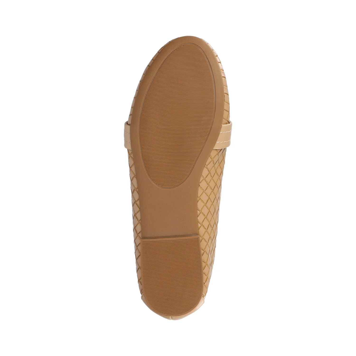 MARCI LOAFER FLATS IN VEGAN LEATHER - Tan Woven - Image 5