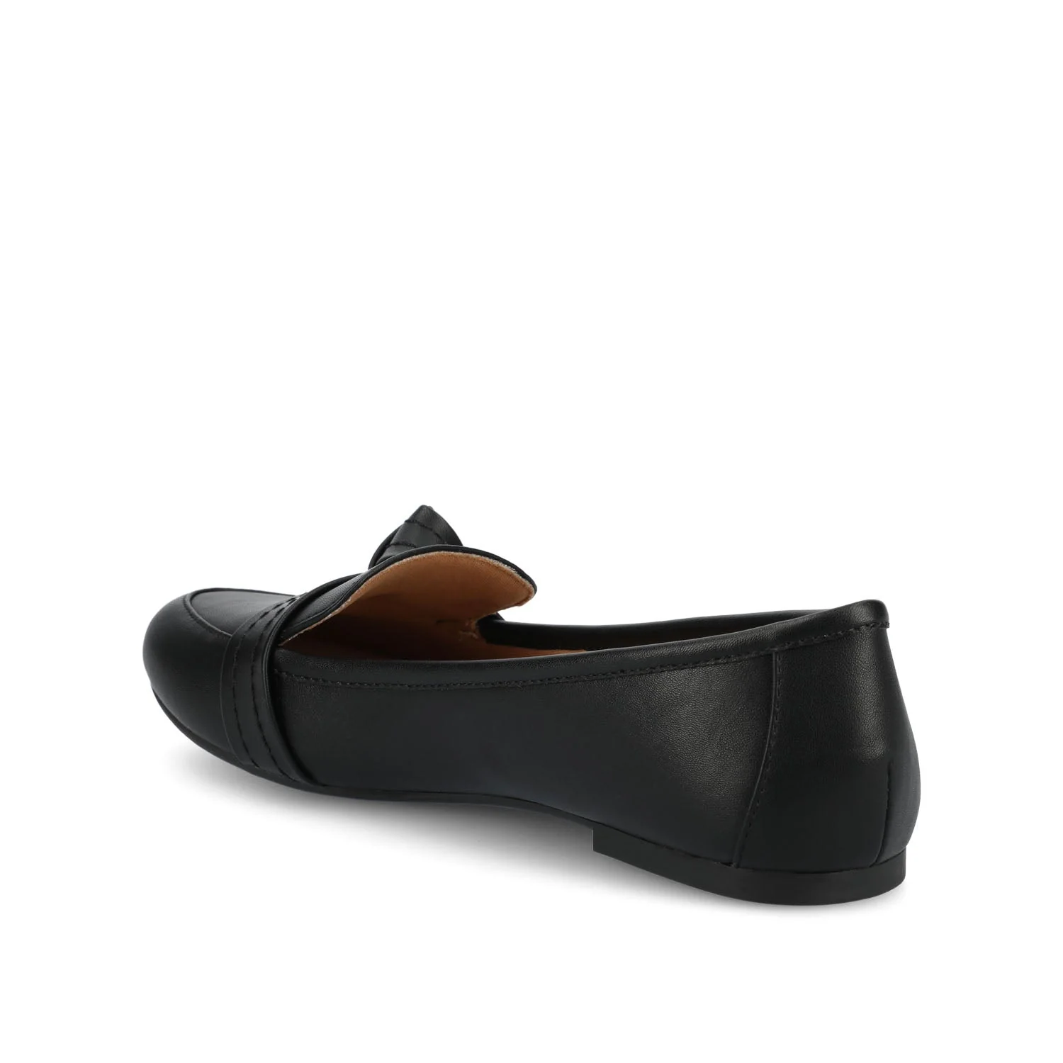 MARCI VEGAN LEATHER LOAFER FLATS IN WIDE - Black PU - Image 3