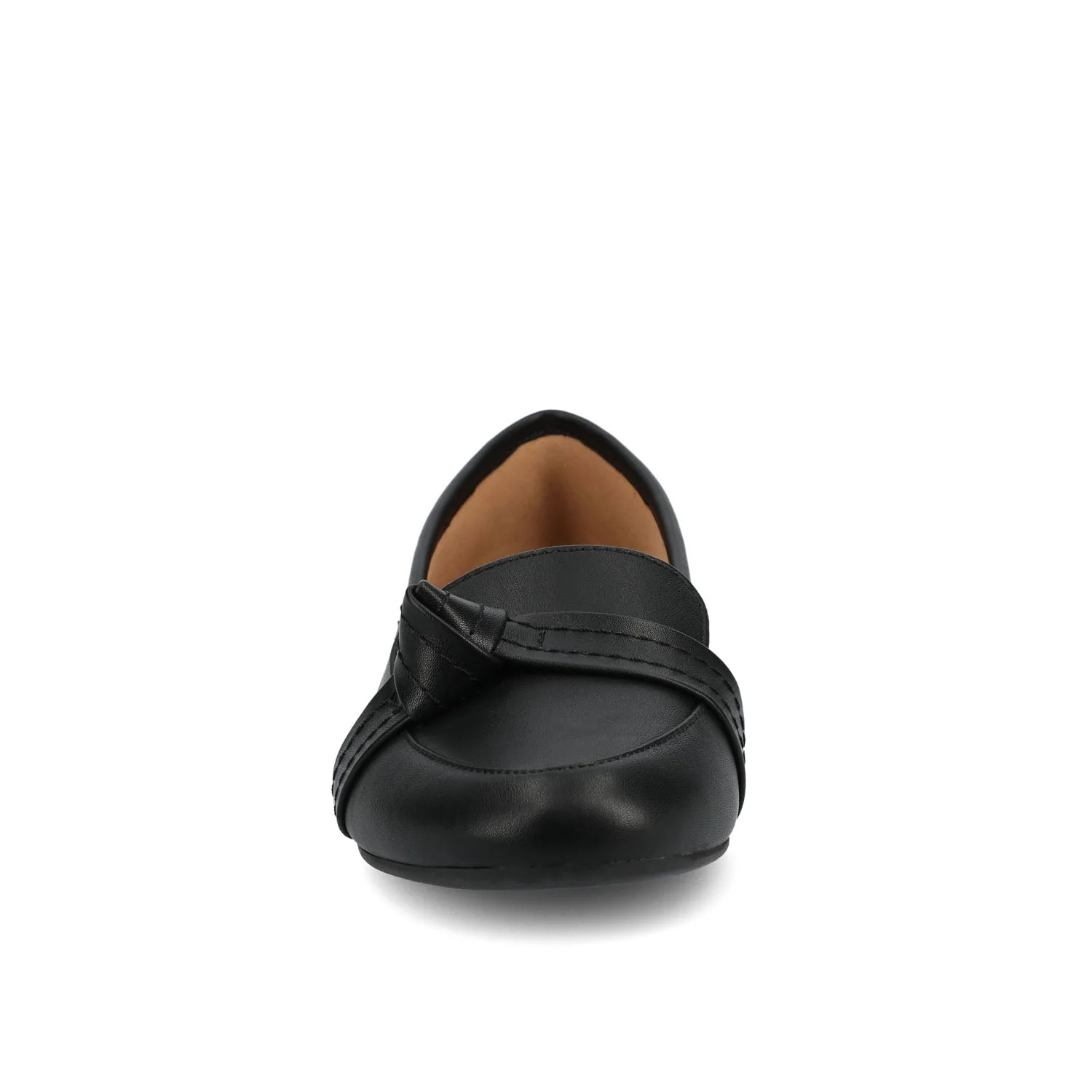 MARCI VEGAN LEATHER LOAFER FLATS IN WIDE - Black PU - Image 4