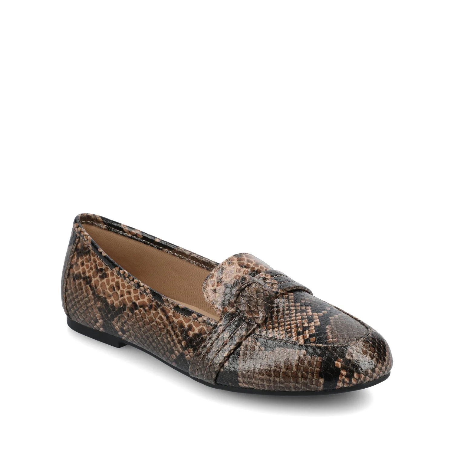 MARCI VEGAN LEATHER LOAFER FLATS IN WIDE - Brown Snake - Image 2