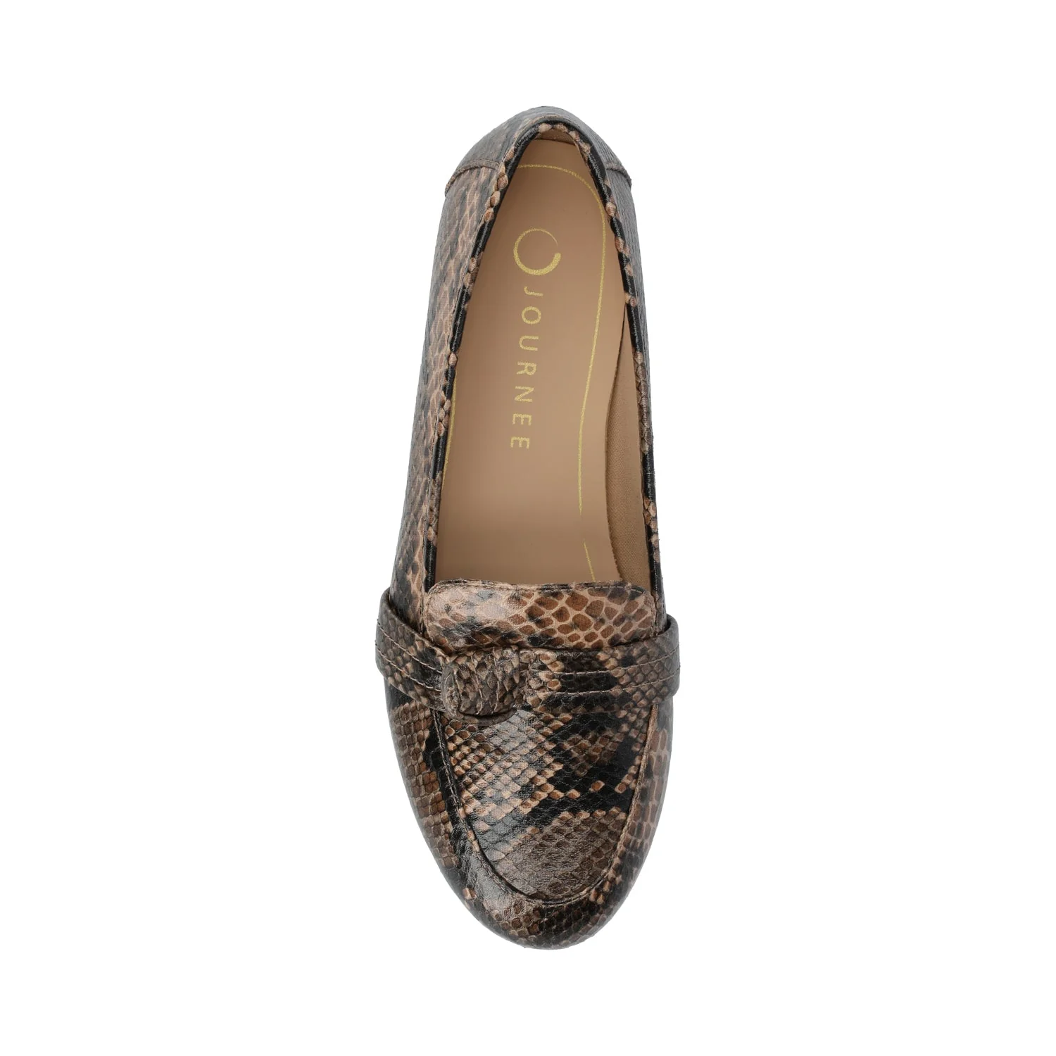 MARCI VEGAN LEATHER LOAFER FLATS IN WIDE - Brown Snake - Image 4