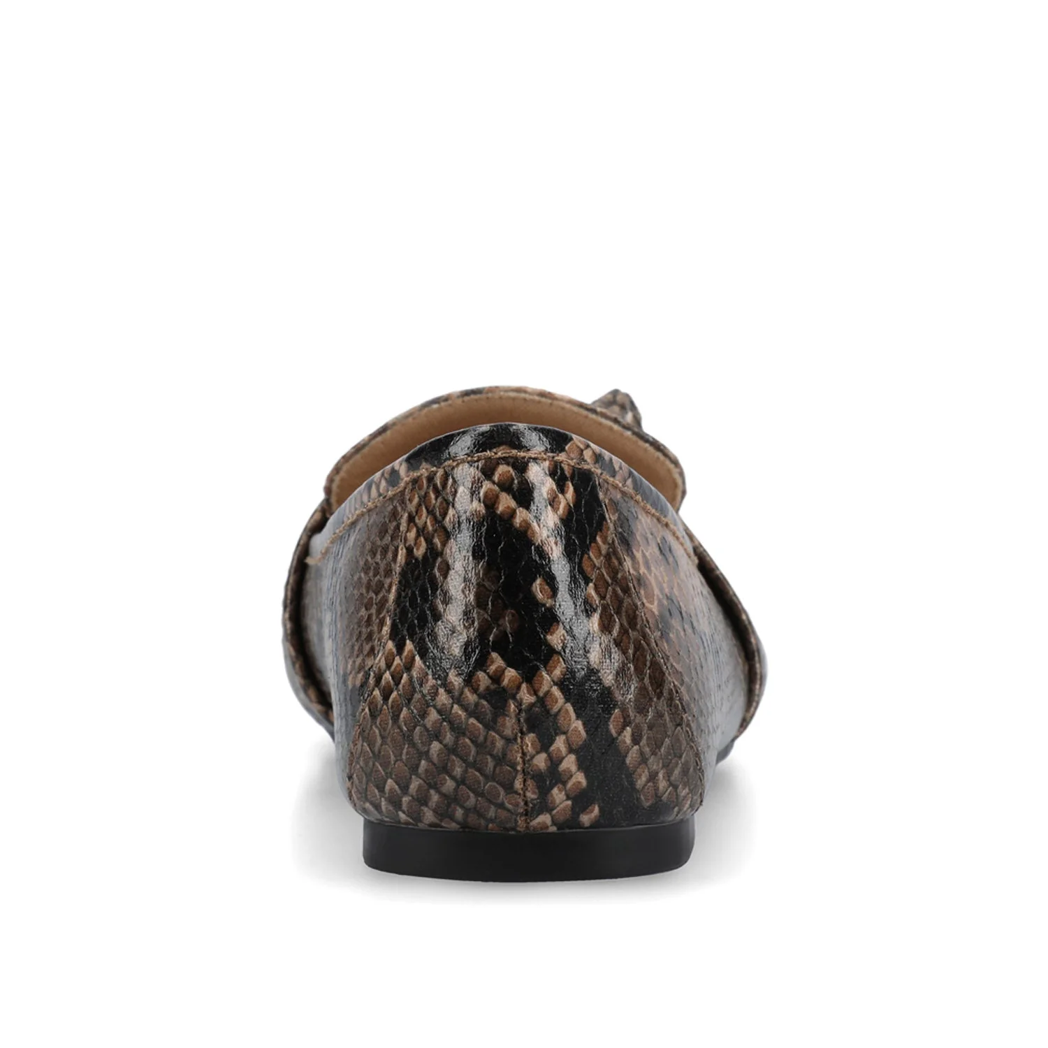 MARCI VEGAN LEATHER LOAFER FLATS IN WIDE - Brown Snake - Image 6