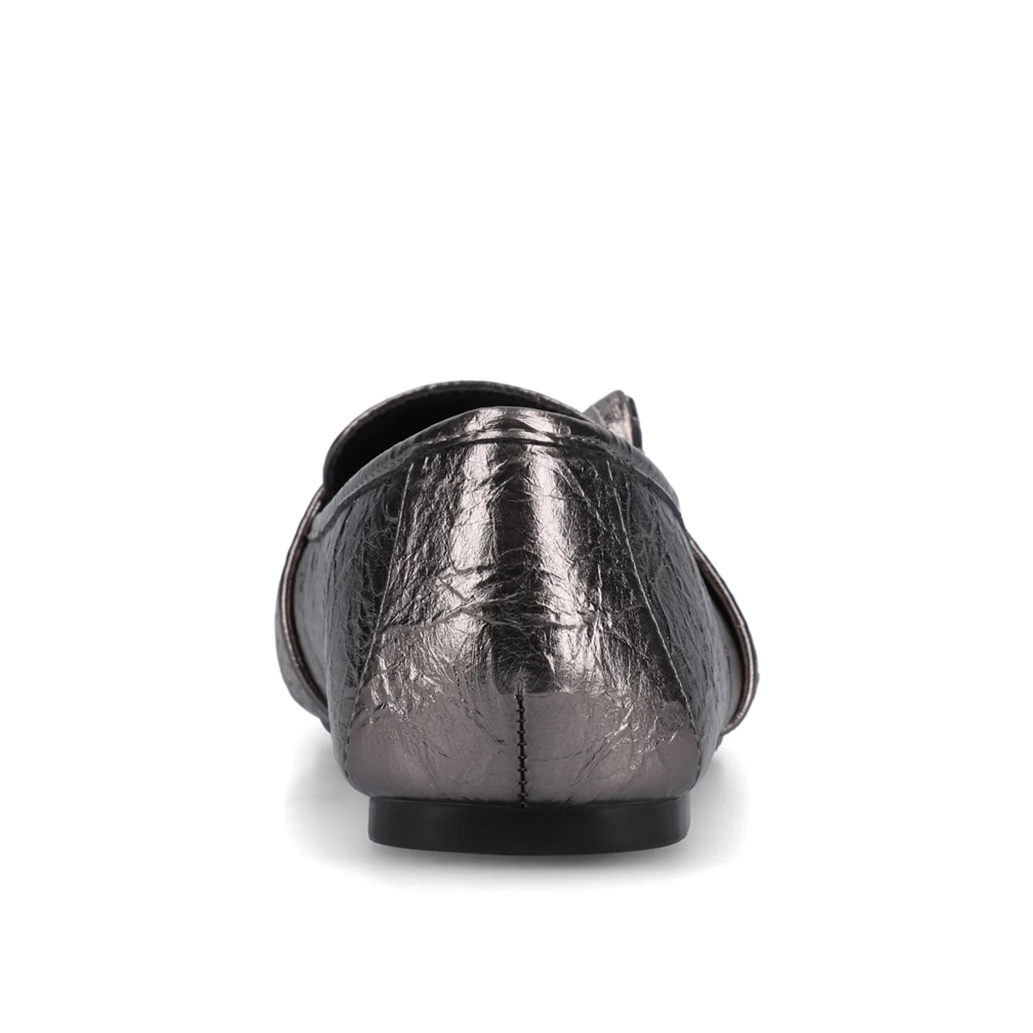MARCI VEGAN LEATHER LOAFER FLATS IN WIDE - Pewter Crinkle - Image 6