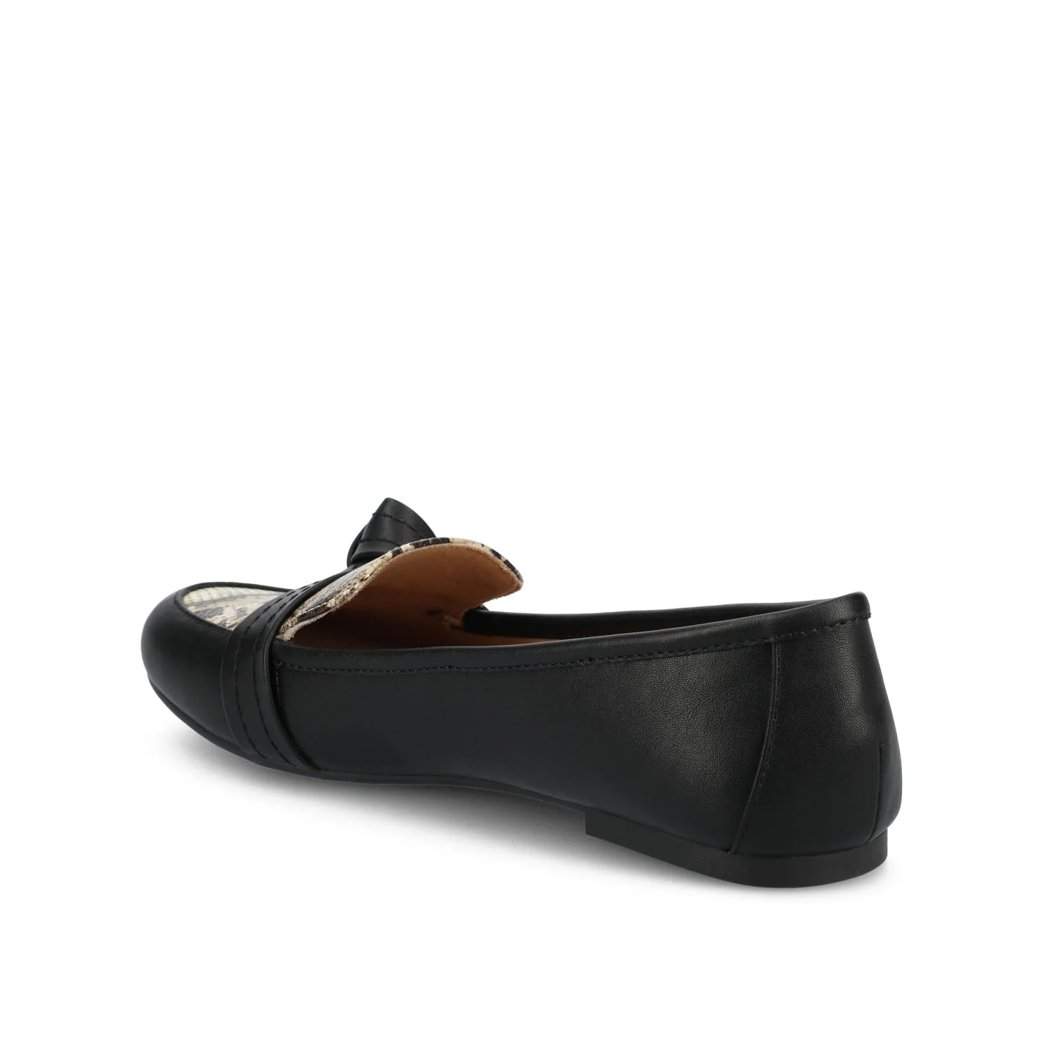 MARCI VEGAN LEATHER LOAFER FLATS IN WIDE - Tan Snake - Image 3