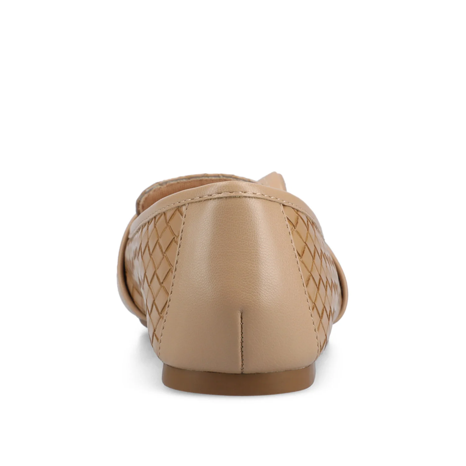 MARCI VEGAN LEATHER LOAFER FLATS IN WIDE - Tan Woven - Image 6