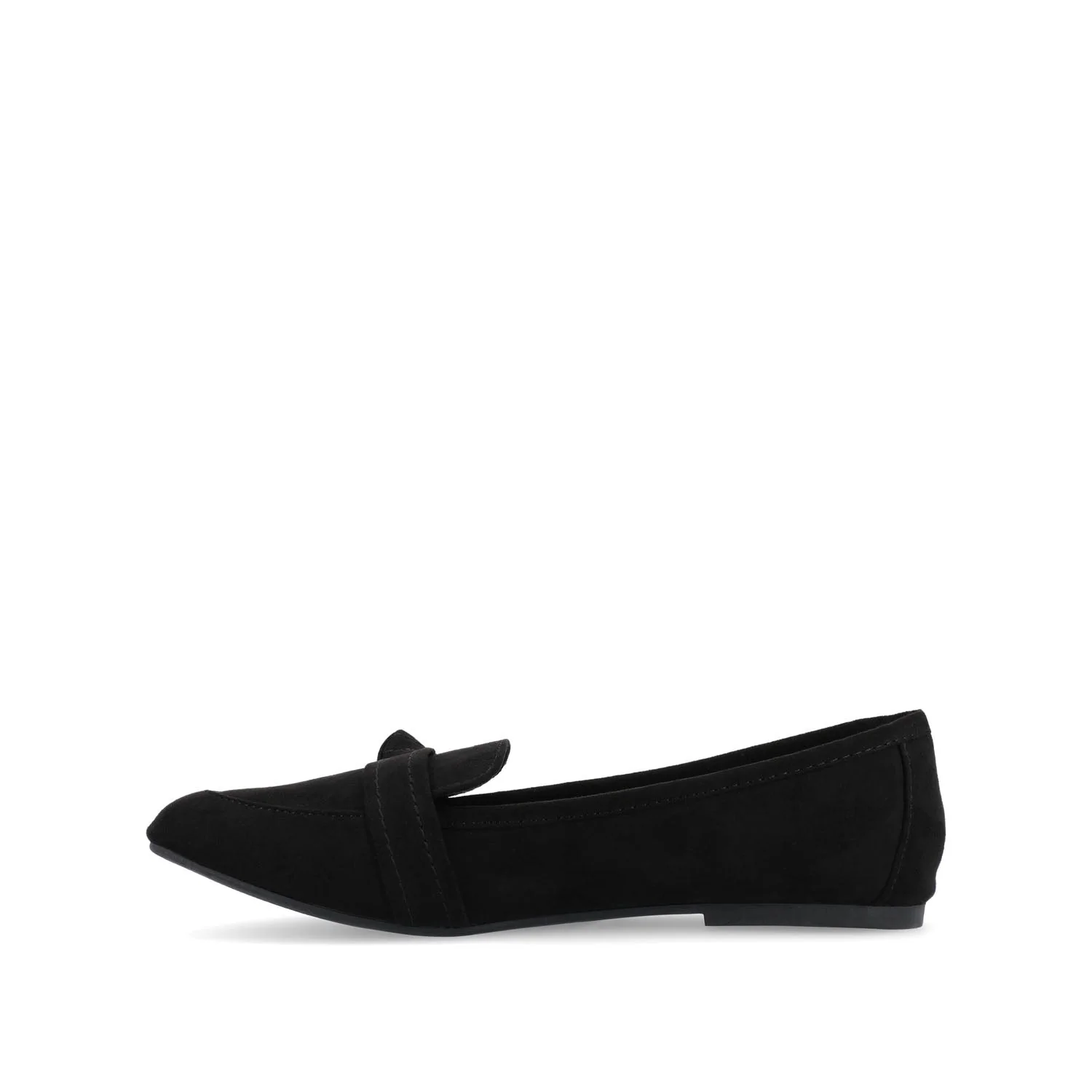 MARCI FAUX SUEDE LOAFER FLATS IN WIDE - Black - Image 3