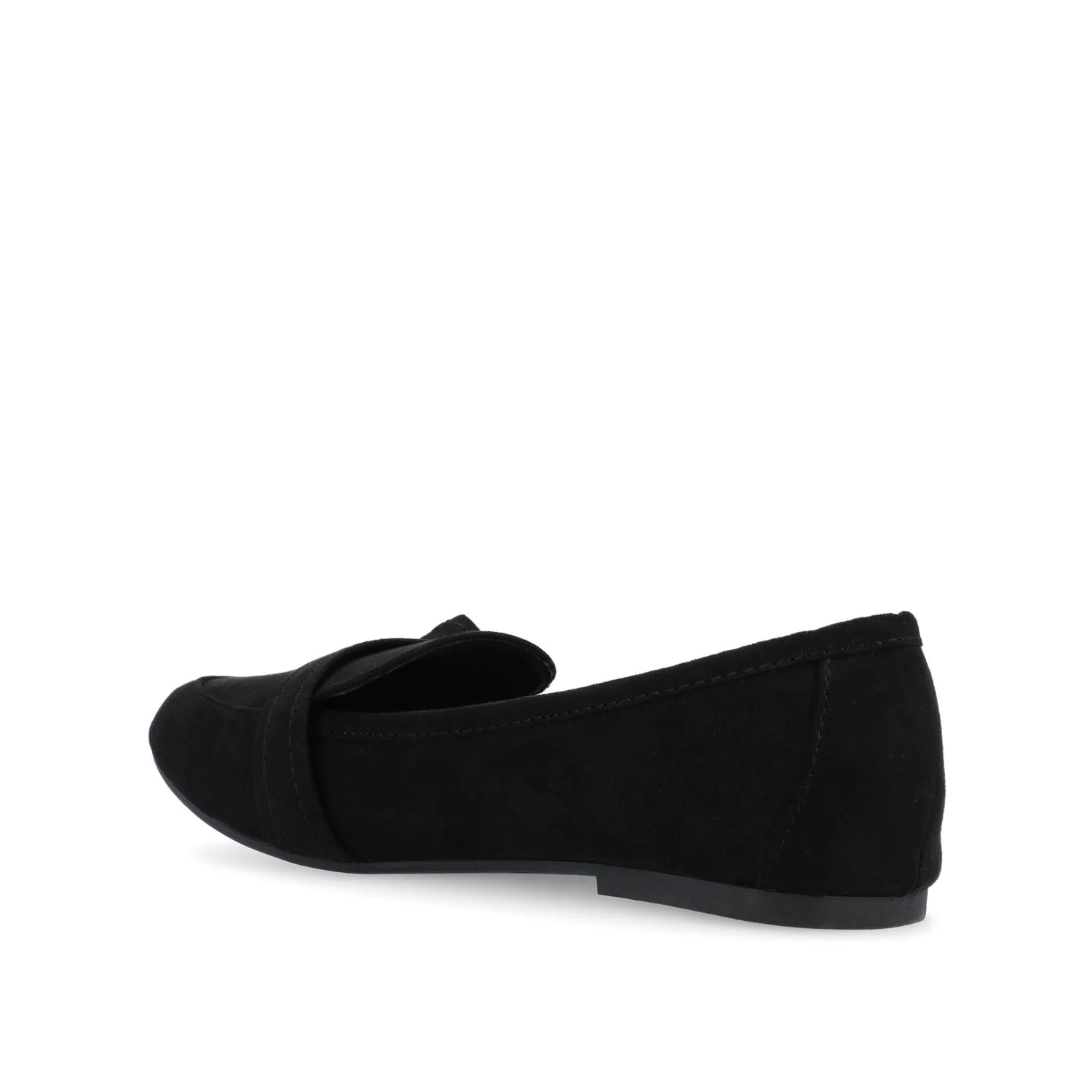 MARCI FAUX SUEDE LOAFER FLATS IN WIDE - Black - Image 4