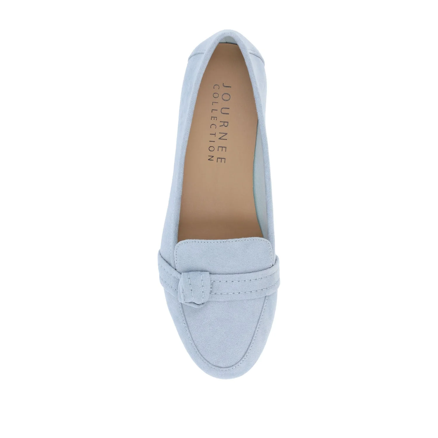 MARCI FAUX SUEDE LOAFER FLATS IN WIDE - Blue - Image 5