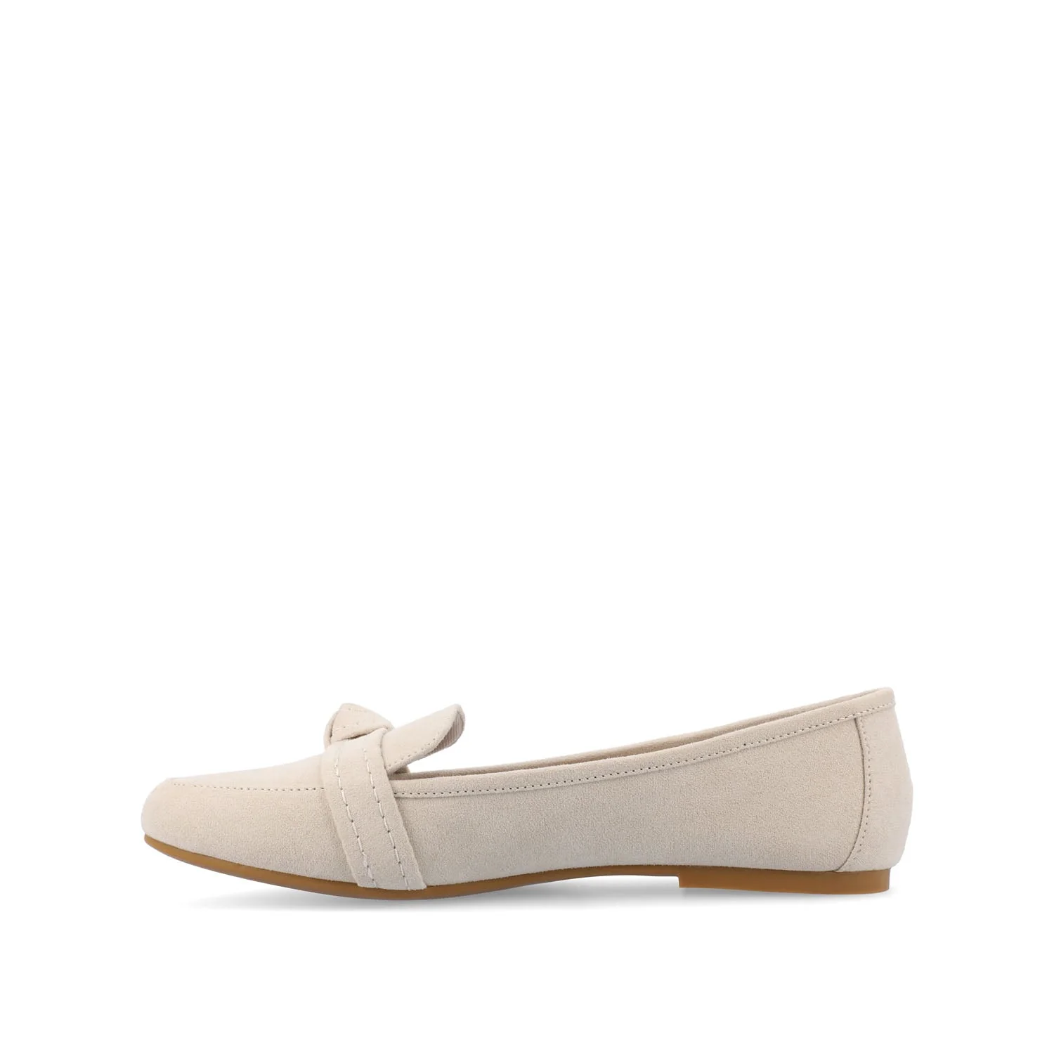 MARCI FAUX SUEDE LOAFER FLATS IN WIDE - Bone - Image 3