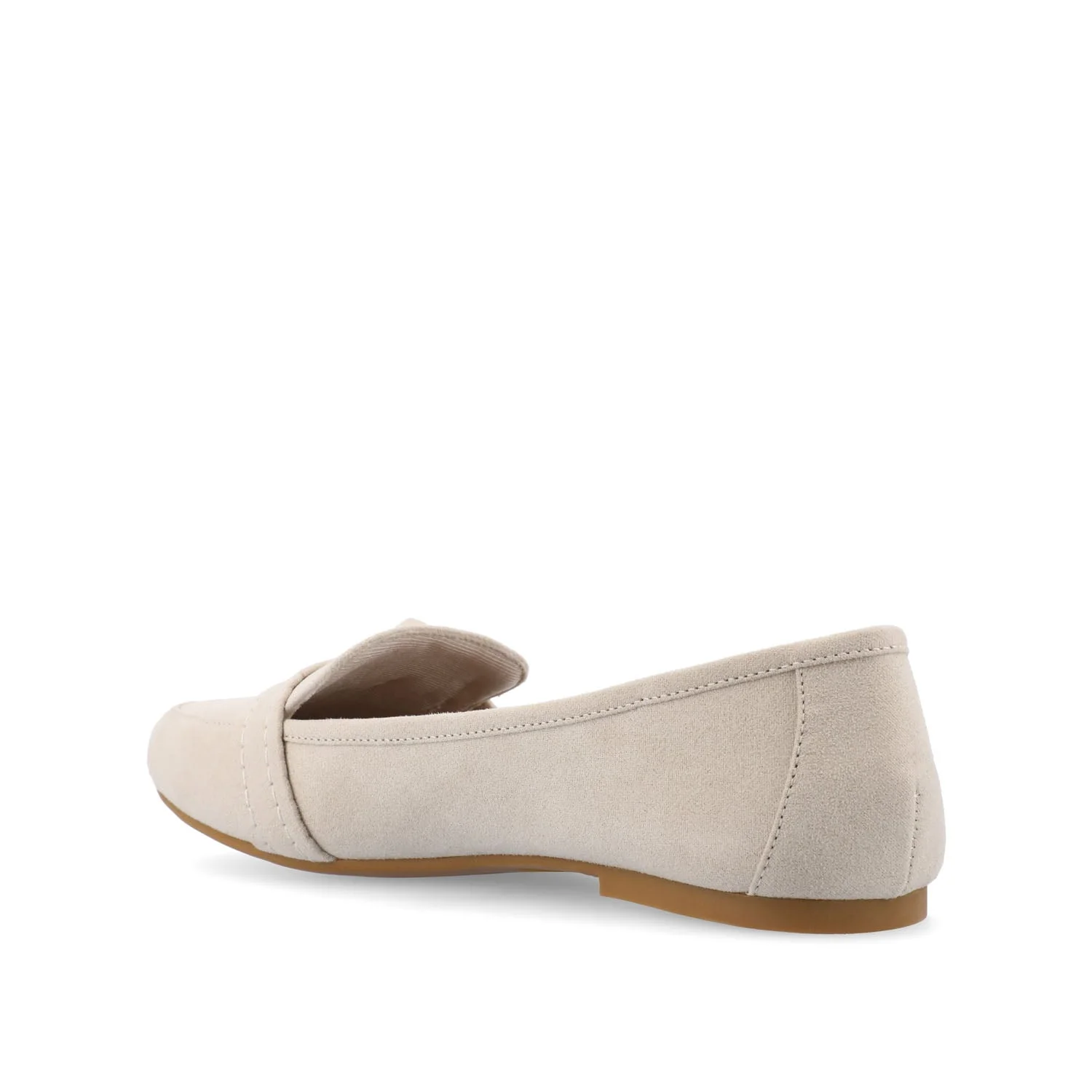 MARCI FAUX SUEDE LOAFER FLATS IN WIDE - Bone - Image 4