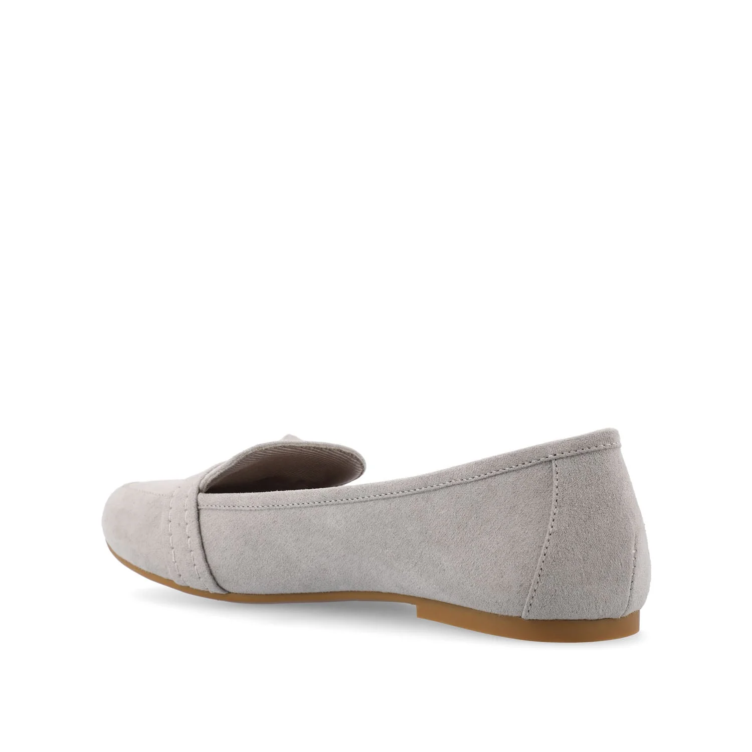 MARCI FAUX SUEDE LOAFER FLATS IN WIDE - Grey - Image 4