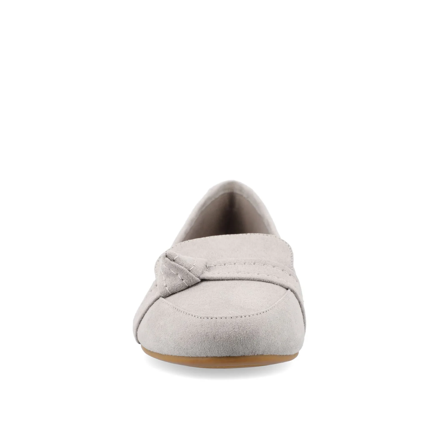 MARCI FAUX SUEDE LOAFER FLATS IN WIDE - Grey - Image 5