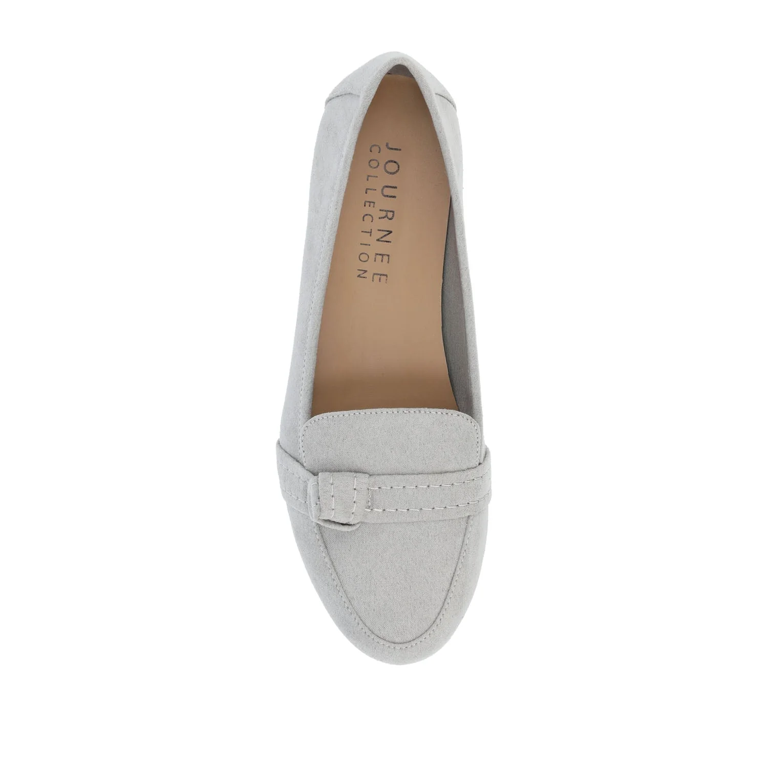 MARCI FAUX SUEDE LOAFER FLATS IN WIDE - Grey - Image 6