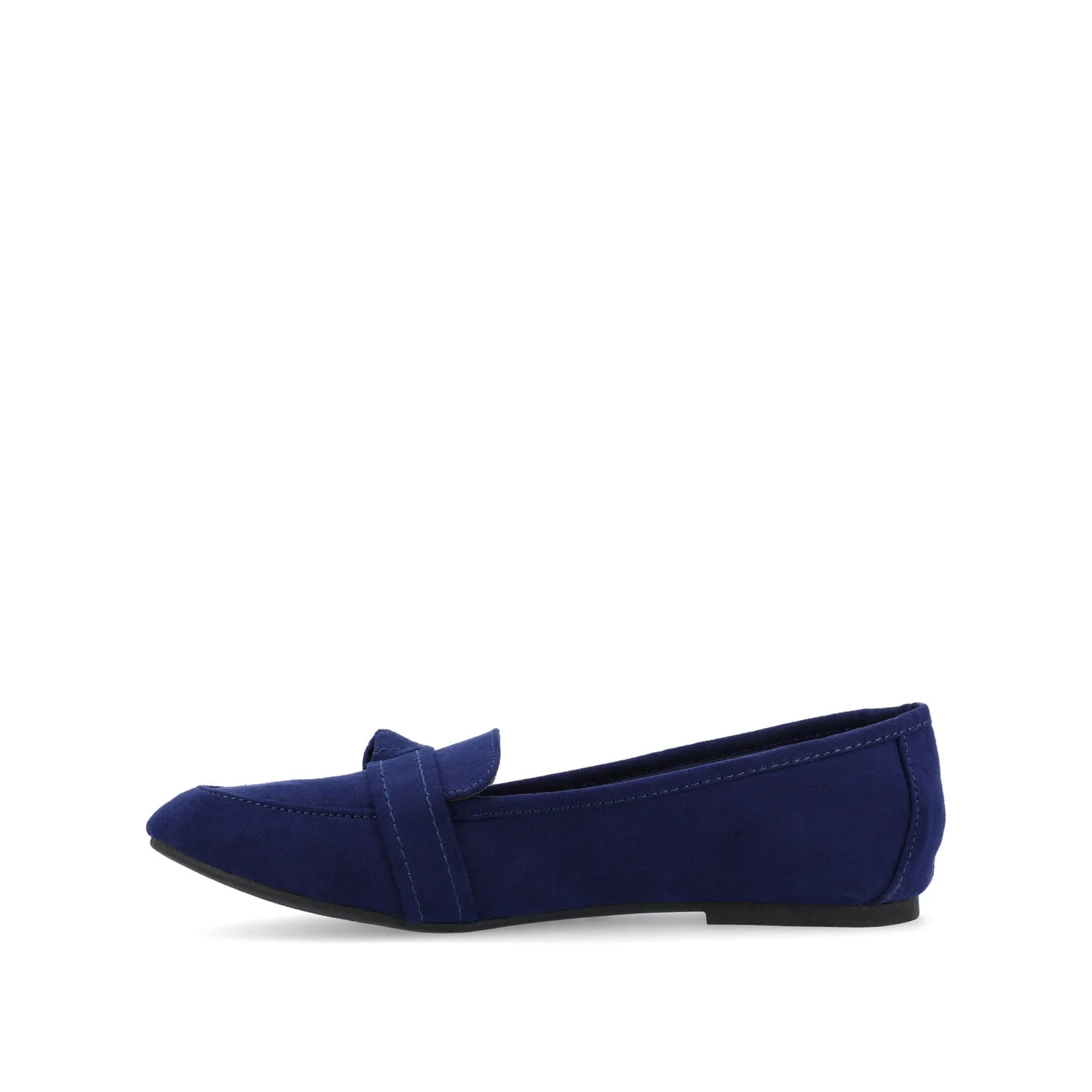 MARCI FAUX SUEDE LOAFER FLATS IN WIDE - Navy Nubuck - Image 3