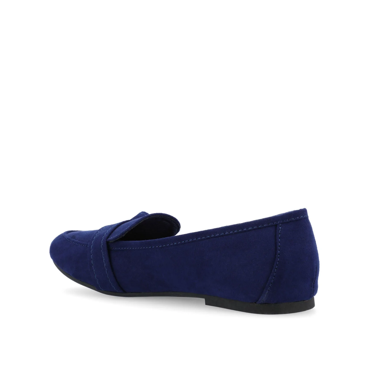 MARCI FAUX SUEDE LOAFER FLATS IN WIDE - Navy Nubuck - Image 4
