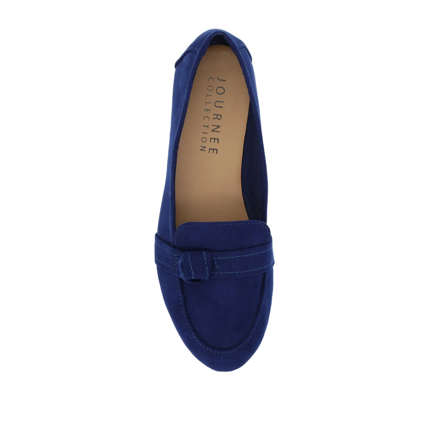 MARCI FAUX SUEDE LOAFER FLATS IN WIDE - Navy Nubuck - Image 5