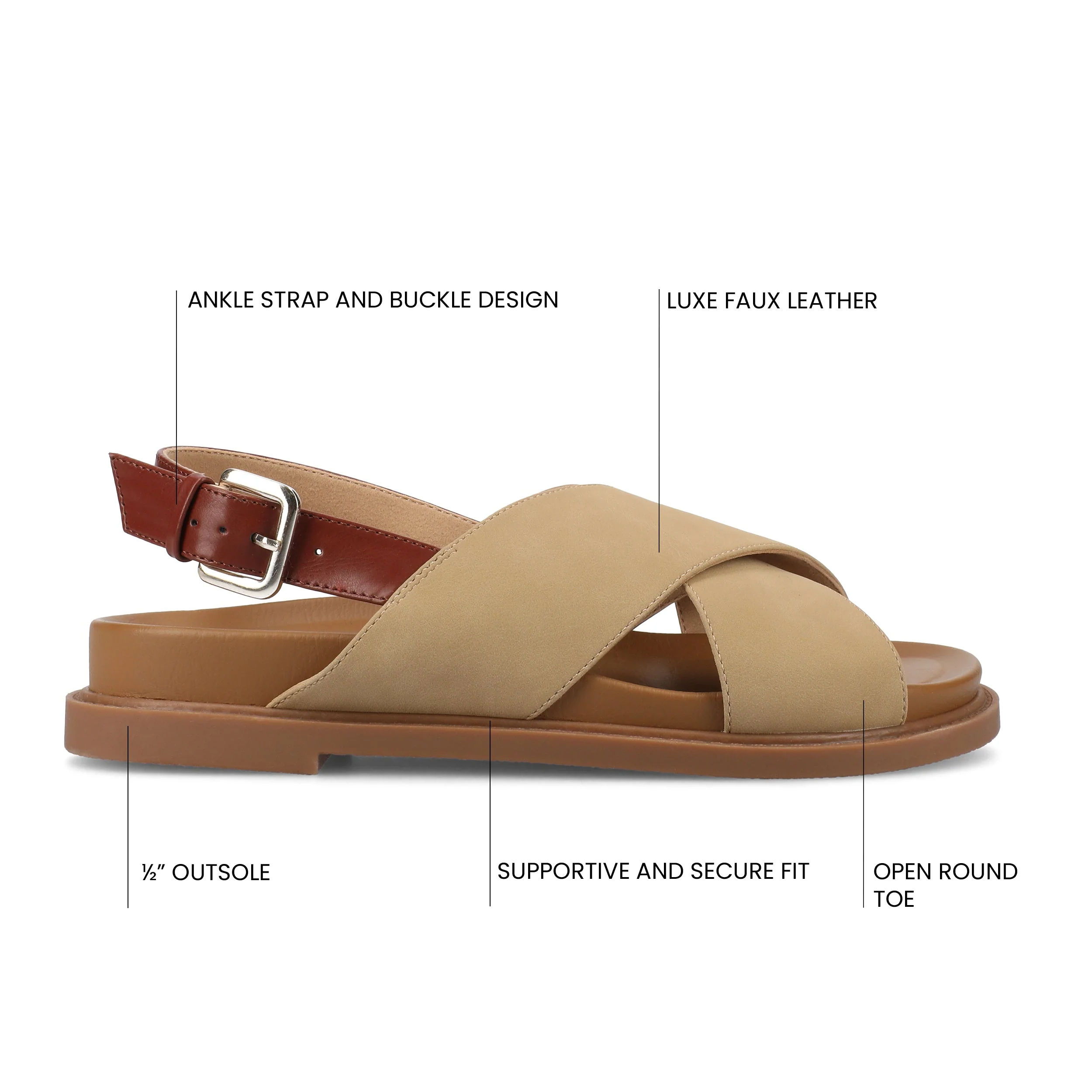 MARINNA FLAT SANDALS - Taupe - Image 6