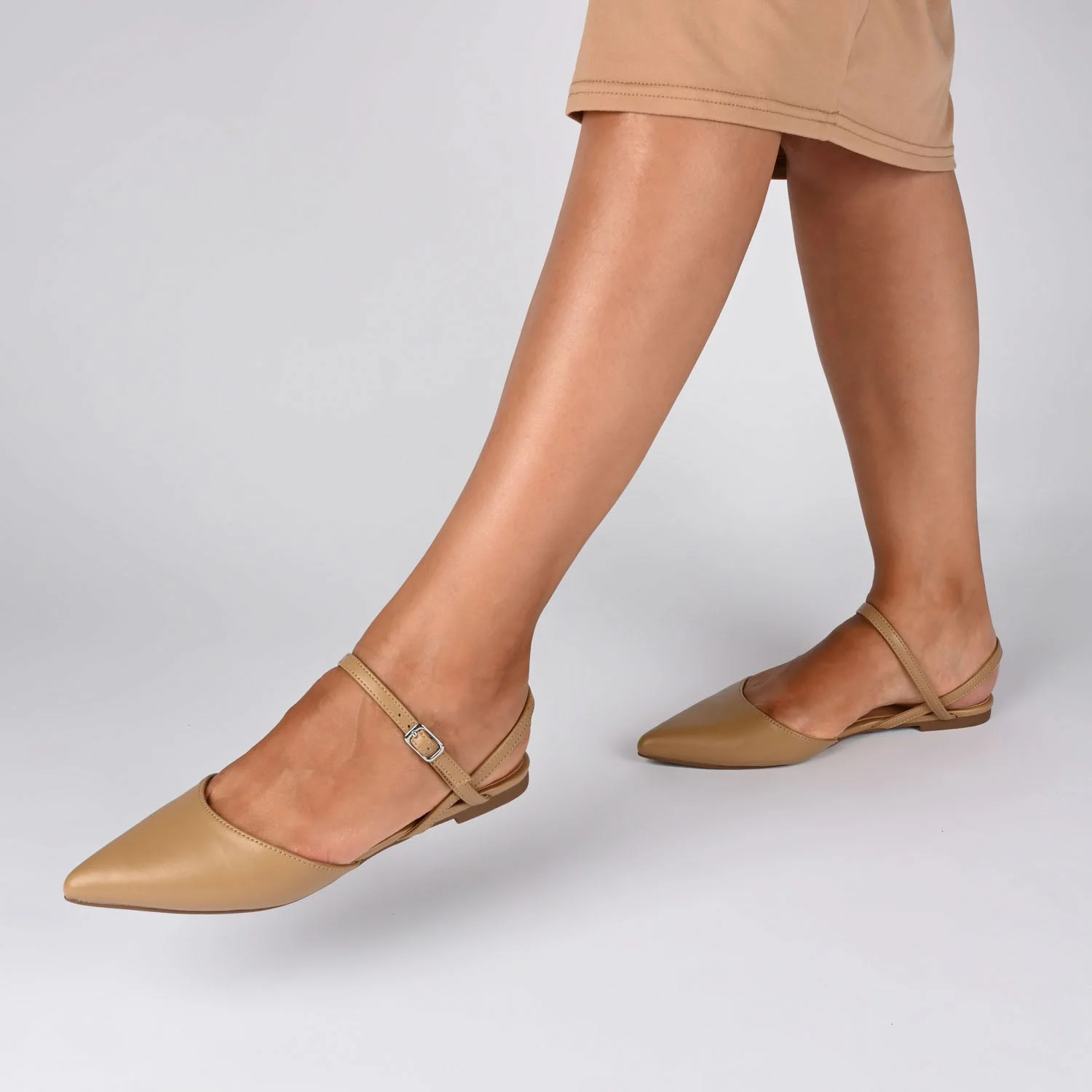 MARTINE SLINGBACK FLATS IN WARM SHADES - Caramel - Image 2