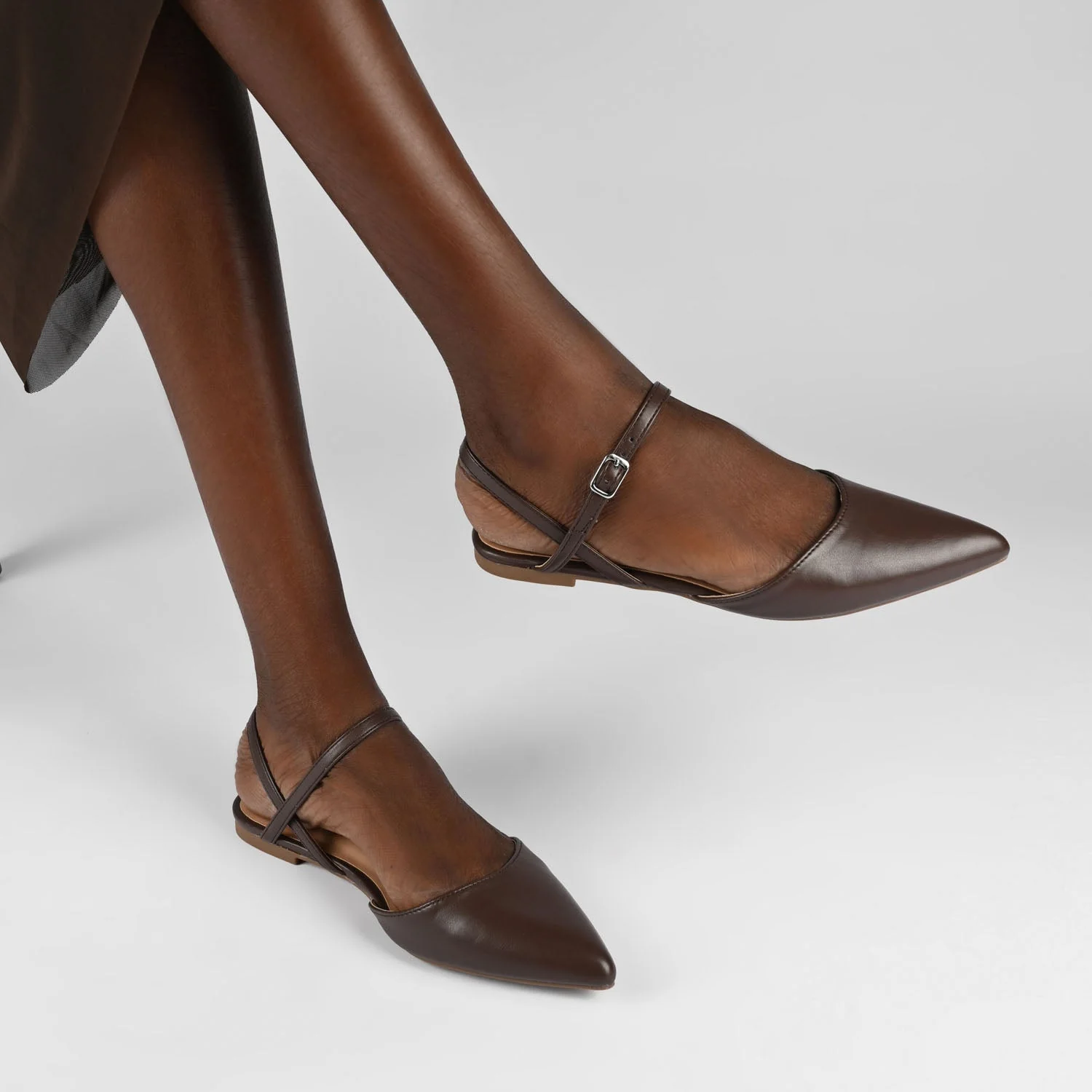 MARTINE SLINGBACK FLATS IN COOL SHADES - Mahogany - Image 9