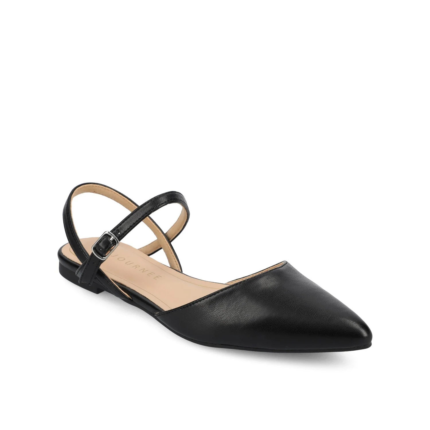 MARTINE SLINGBACK FLATS IN VEGAN LEATHER - Black PU - Image 2