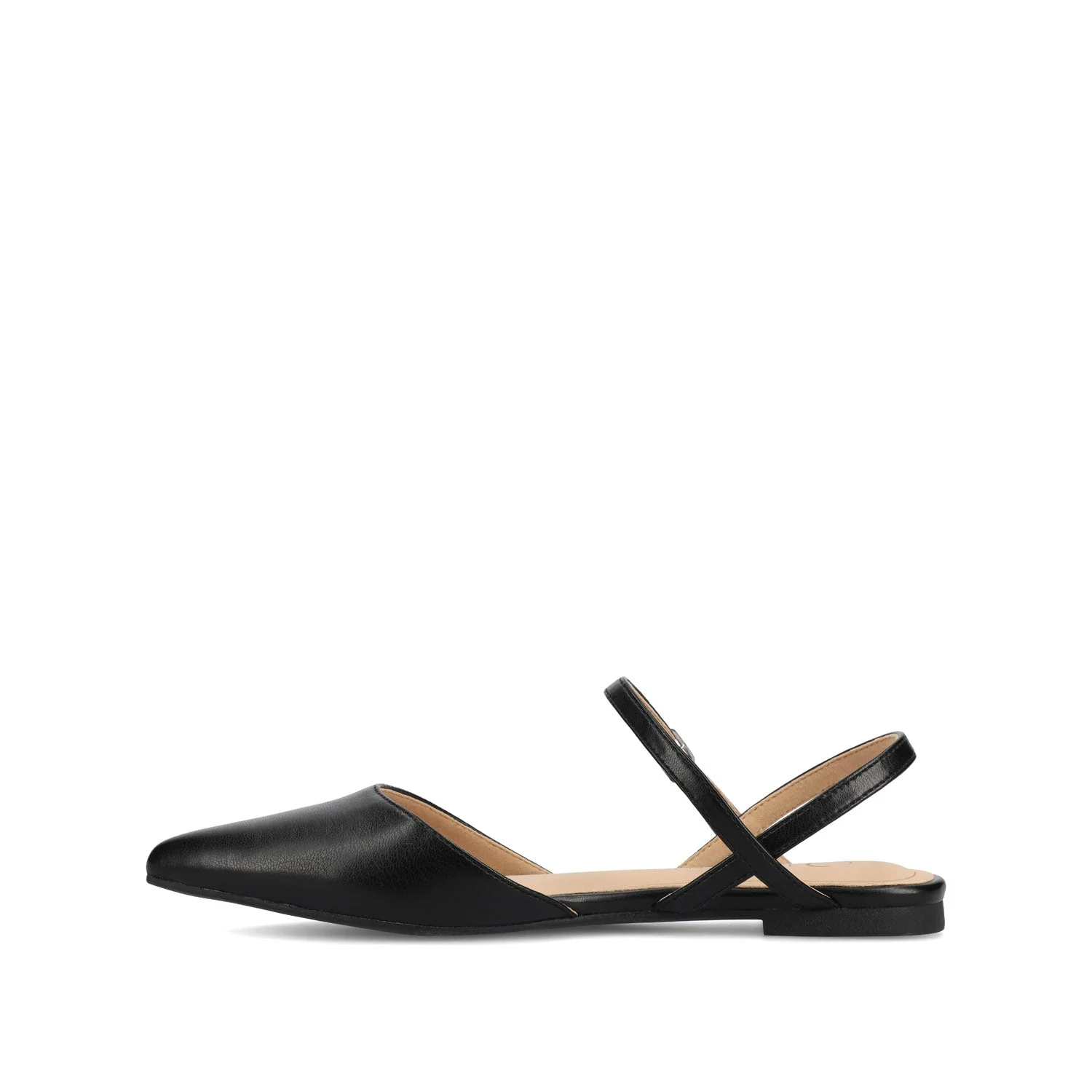 MARTINE SLINGBACK FLATS IN VEGAN LEATHER - Black PU - Image 3