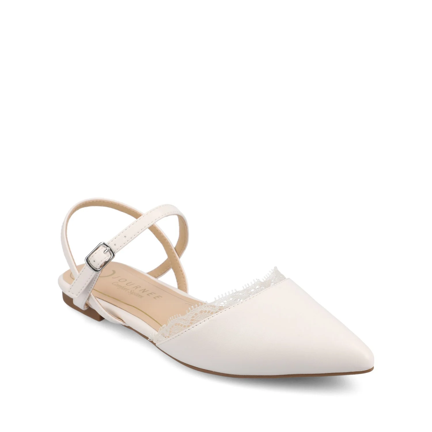 MARTINE SLINGBACK FLATS IN BONE LACE - Image 2