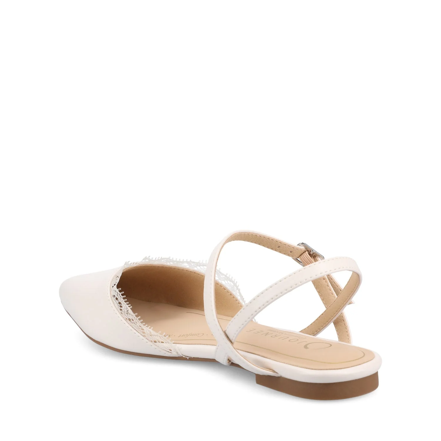 MARTINE SLINGBACK FLATS IN BONE LACE - Image 3