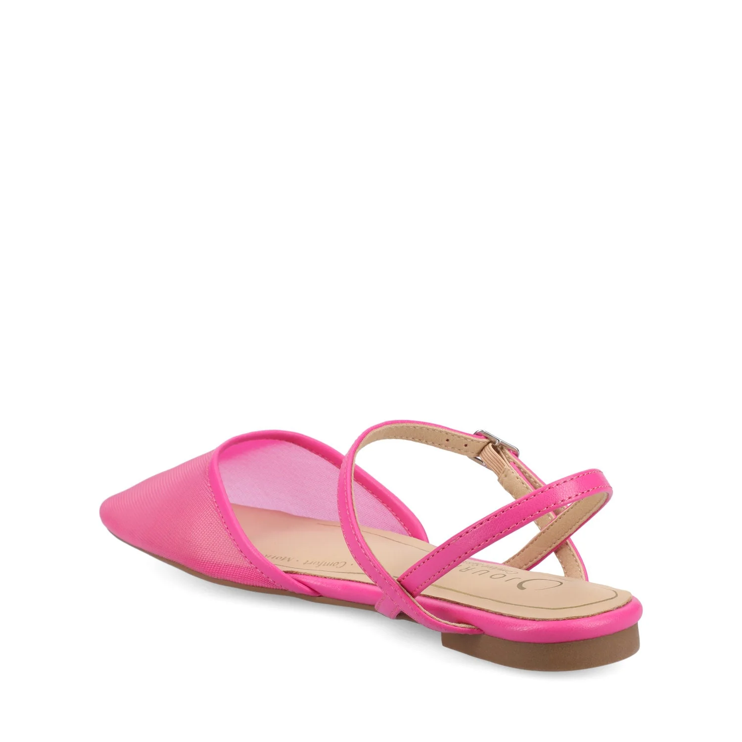 MARTINE SLINGBACK FLATS IN VEGAN LEATHER - Hot Pink Mesh - Image 3