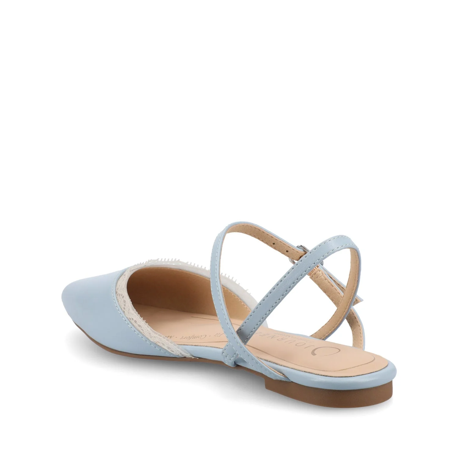 MARTINE SLINGBACK FLATS IN VEGAN LEATHER - Sky Blue Lace - Image 3