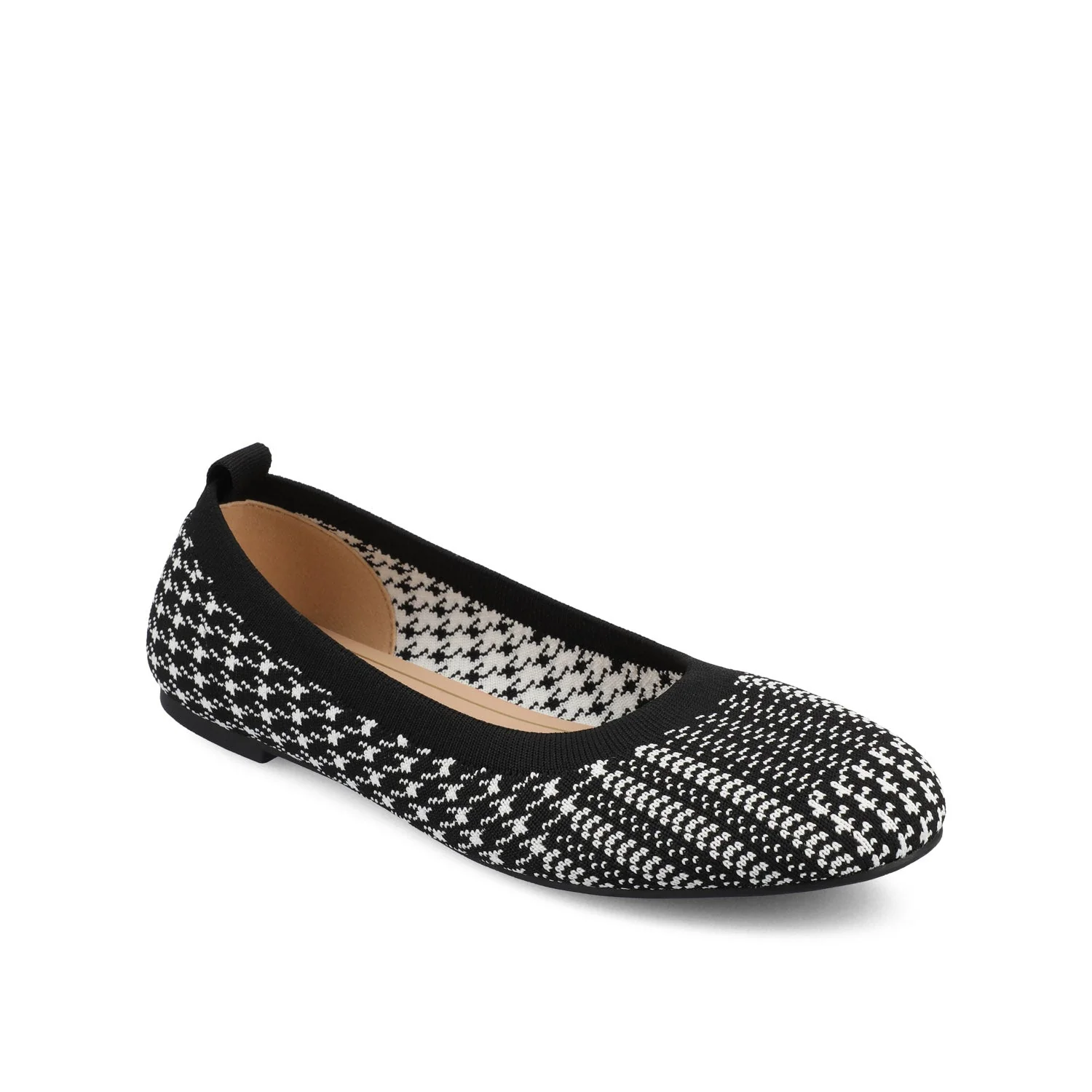 MARYANN KNIT FABRIC BALLET FLATS IN WIDE - Black and White Knit - Image 2