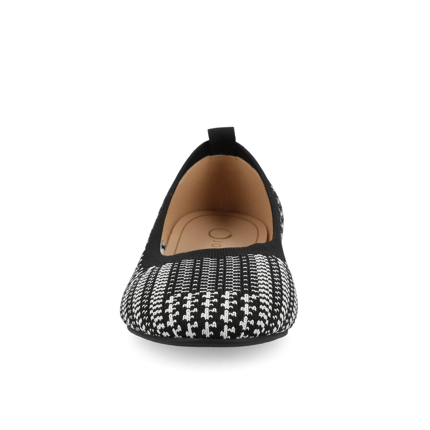 MARYANN KNIT FABRIC BALLET FLATS IN WIDE - Black and White Knit - Image 5
