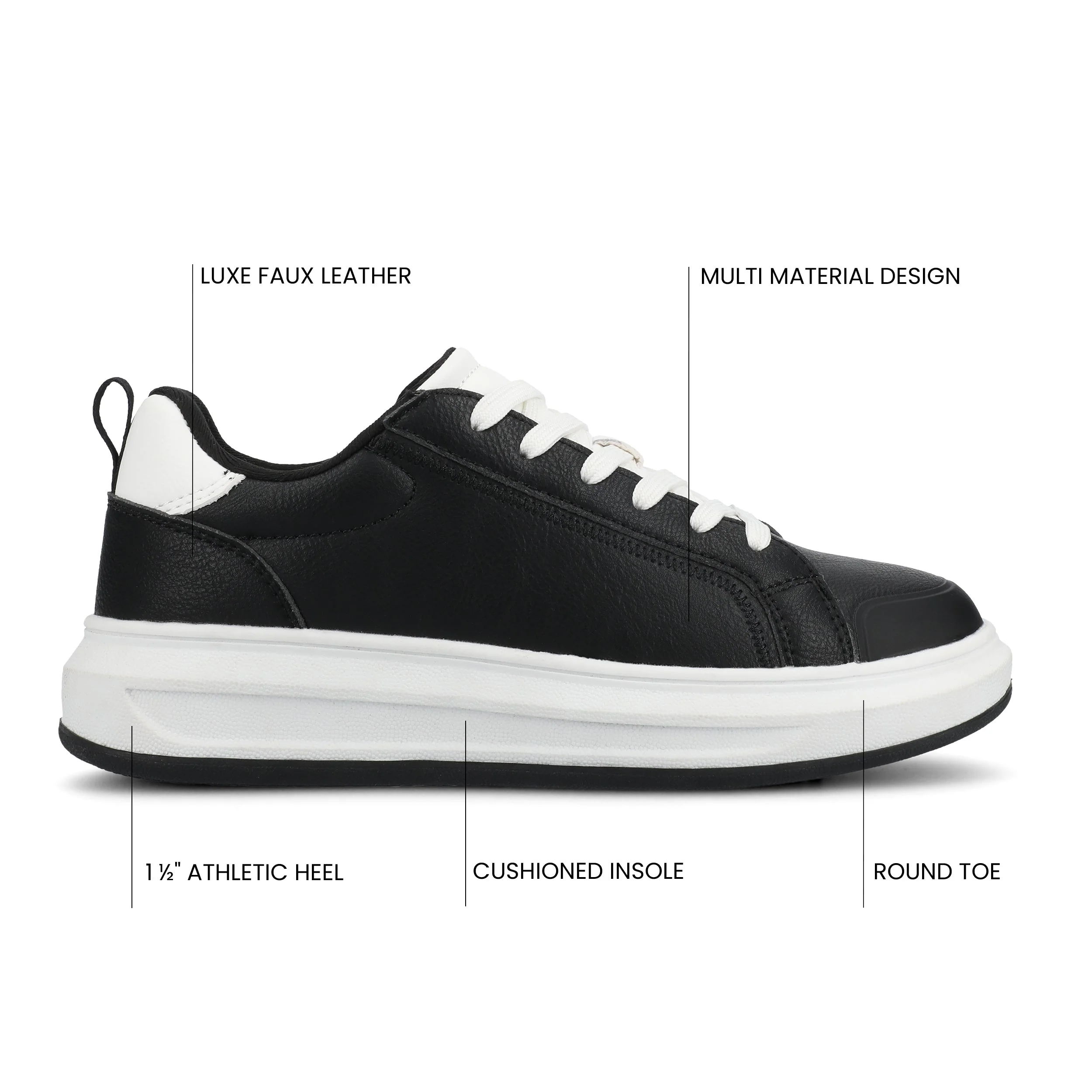 MEEYA CASUAL LACE UP SNEAKERS - Black - Image 6