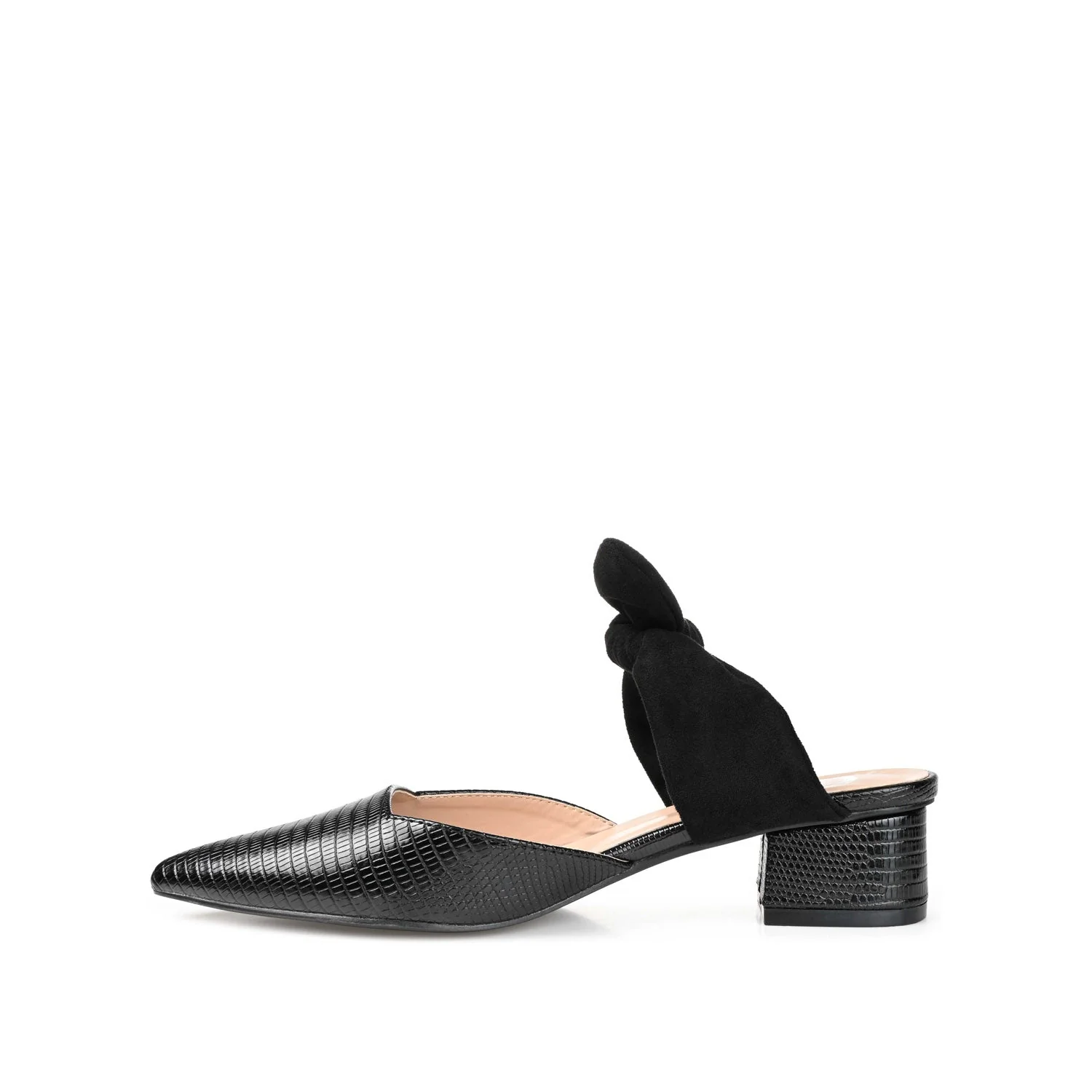 MELORA LOW BLOCK HEELS IN VEGAN LEATHER - Black - Image 3