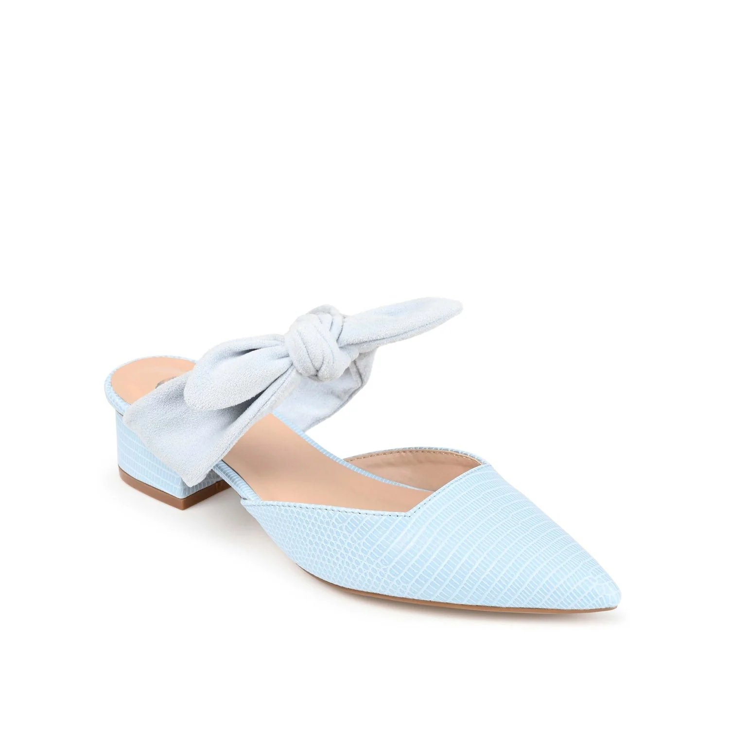 MELORA LOW BLOCK HEELS IN VEGAN LEATHER - Blue - Image 2