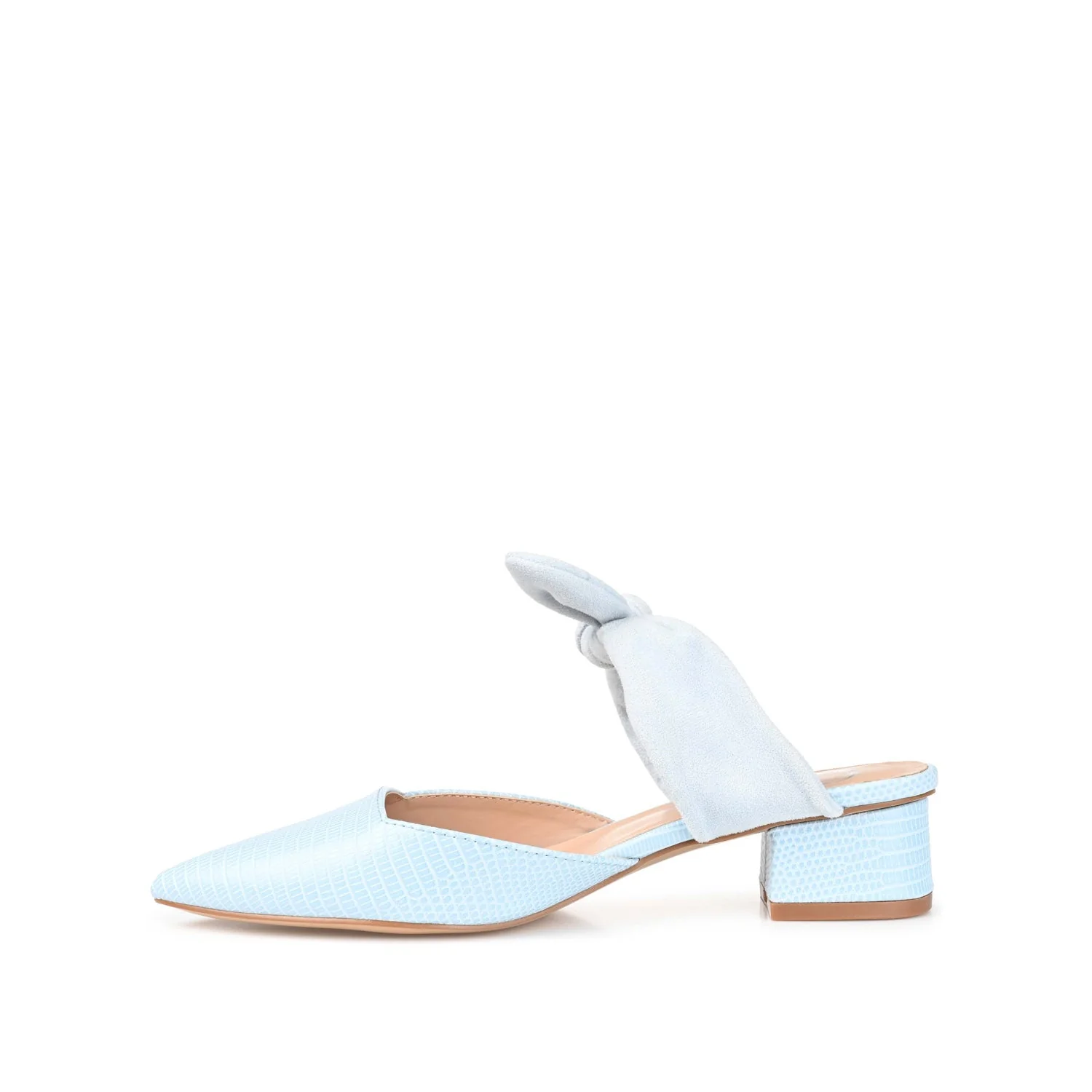 MELORA LOW BLOCK HEELS IN VEGAN LEATHER - Blue - Image 3