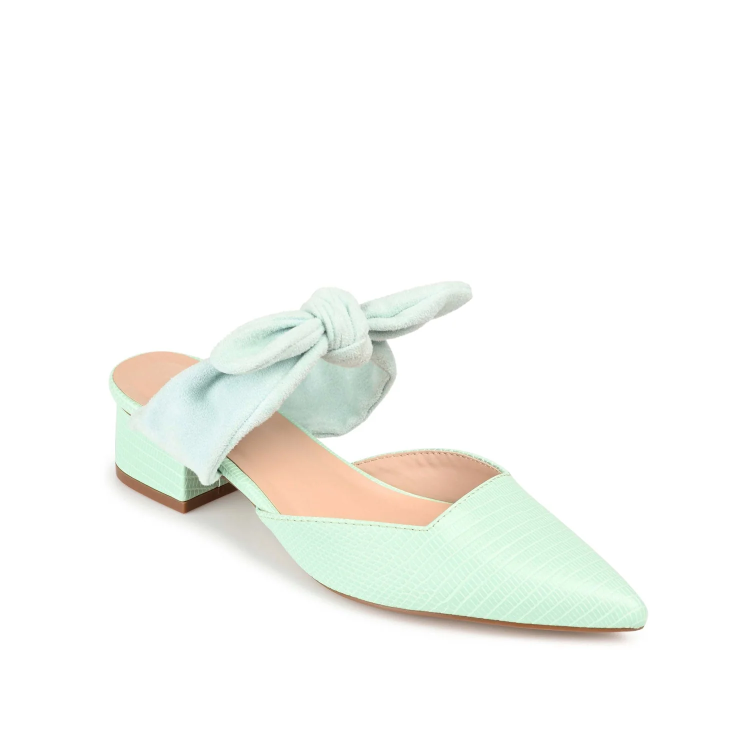 MELORA LOW BLOCK HEELS IN VEGAN LEATHER - Mint - Image 2