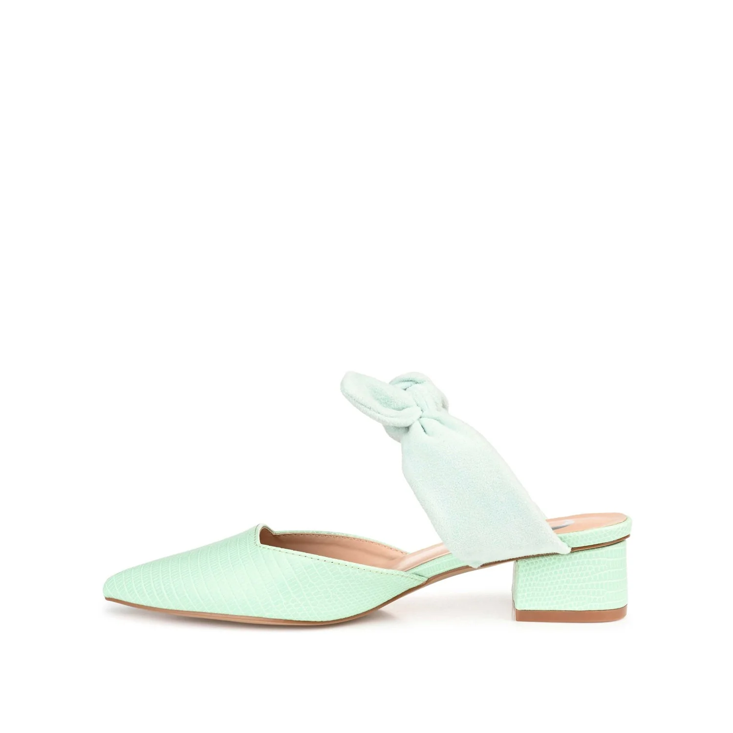 MELORA LOW BLOCK HEELS IN VEGAN LEATHER - Mint - Image 3