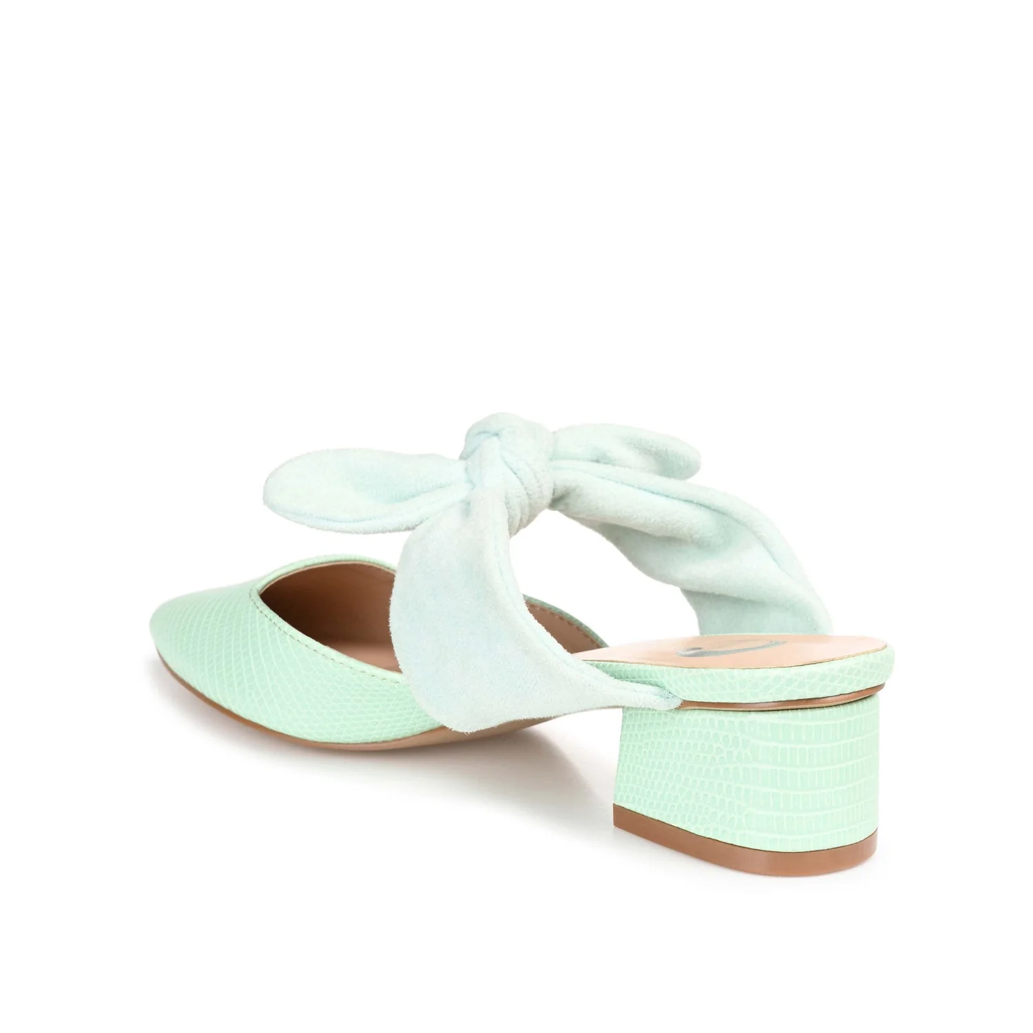MELORA LOW BLOCK HEELS IN VEGAN LEATHER - Mint - Image 4