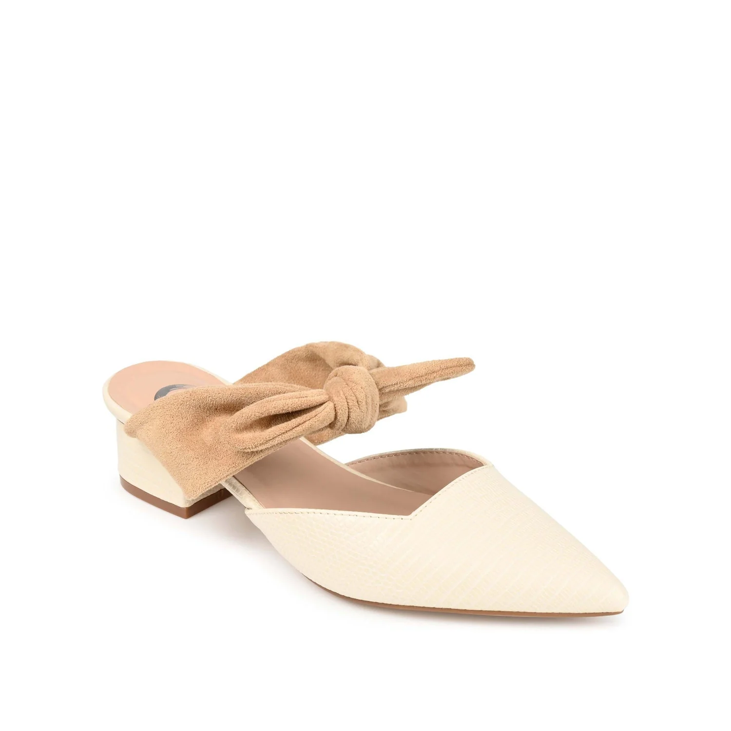 MELORA LOW BLOCK HEELS IN VEGAN LEATHER - Off White - Image 3