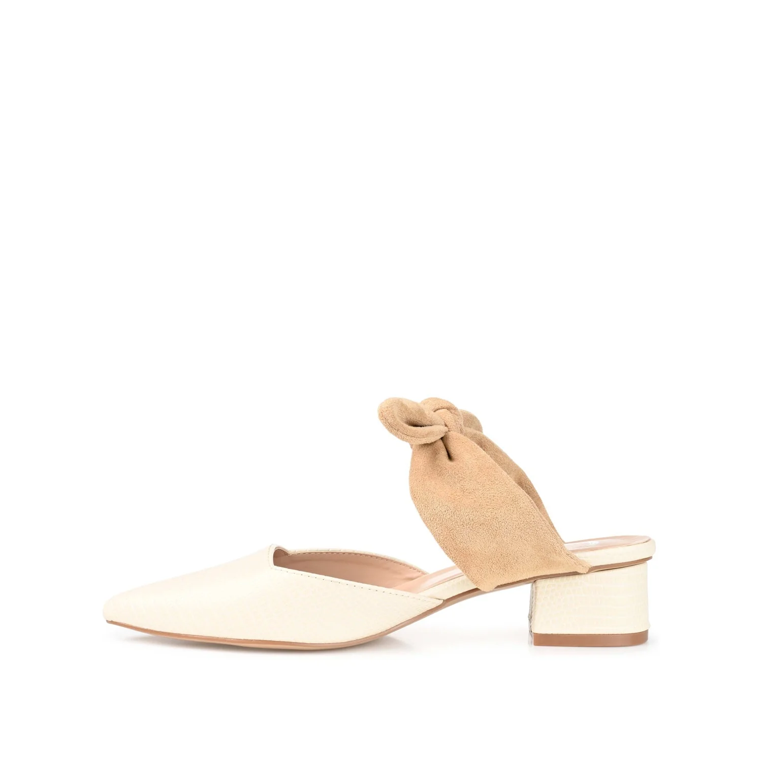 MELORA LOW BLOCK HEELS IN VEGAN LEATHER - Off White - Image 4