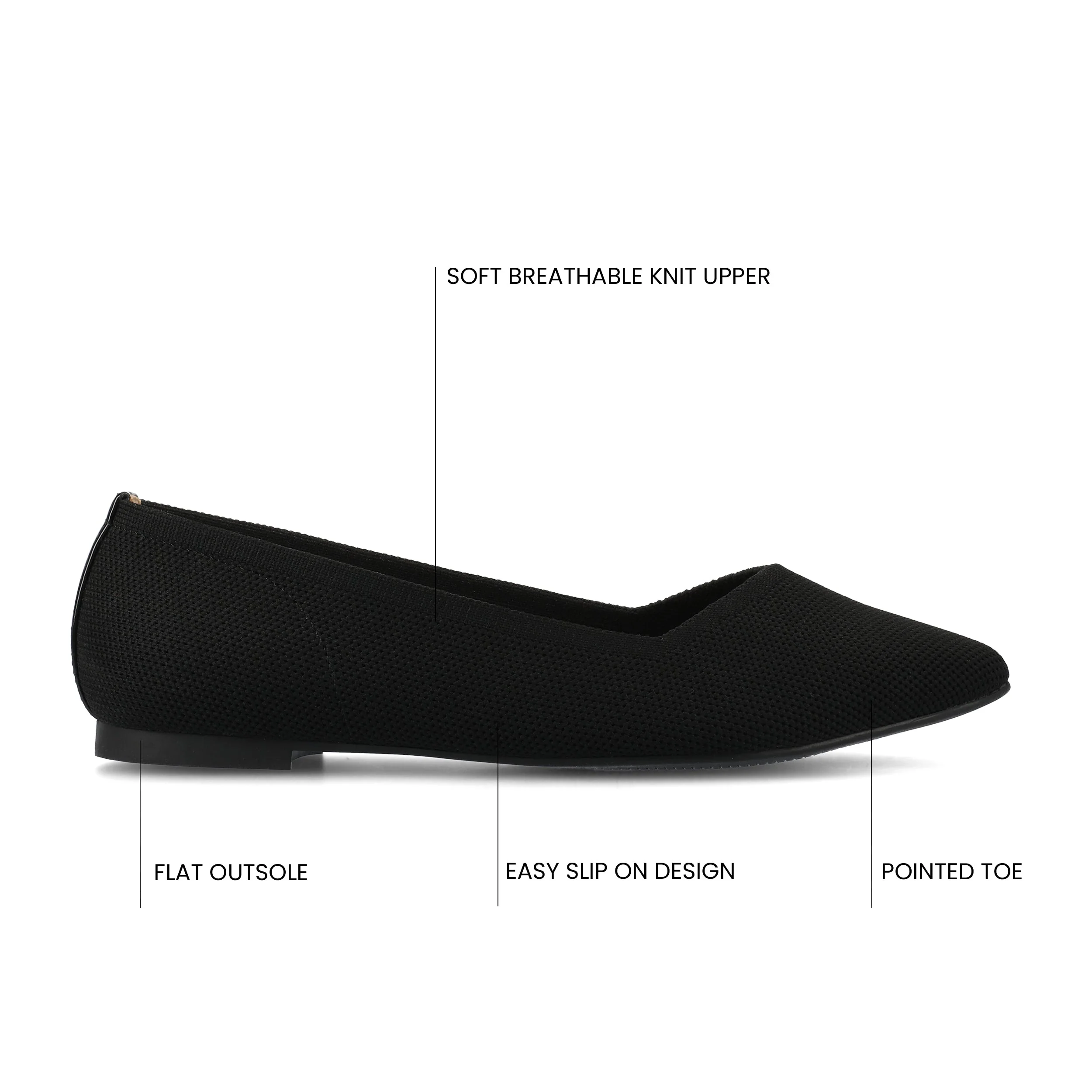 MINNAH BALLET FLATS IN KNIT FABRIC - Black Knit - Image 6