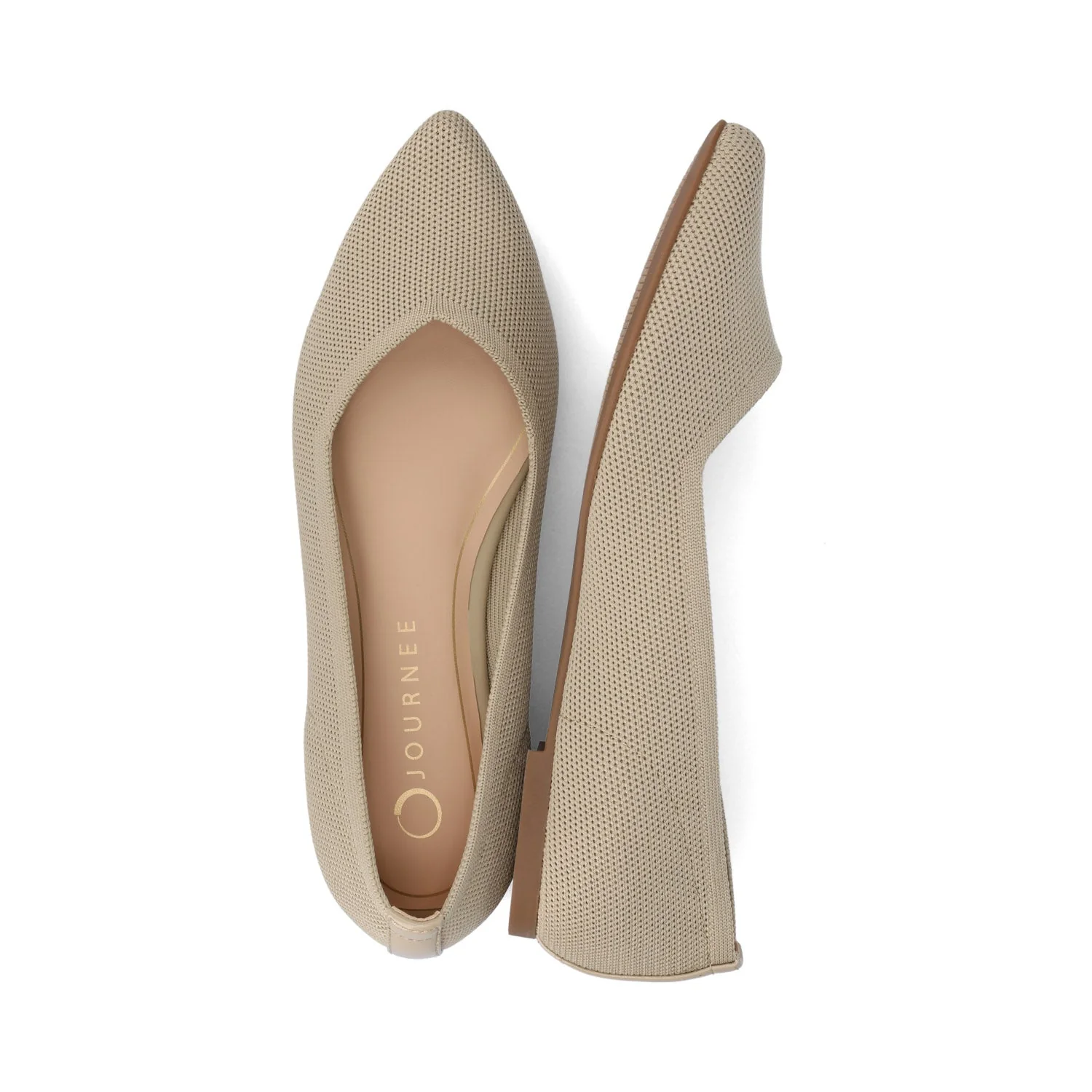 MINNAH BALLET FLATS IN KNIT FABRIC - Taupe Knit - Image 3