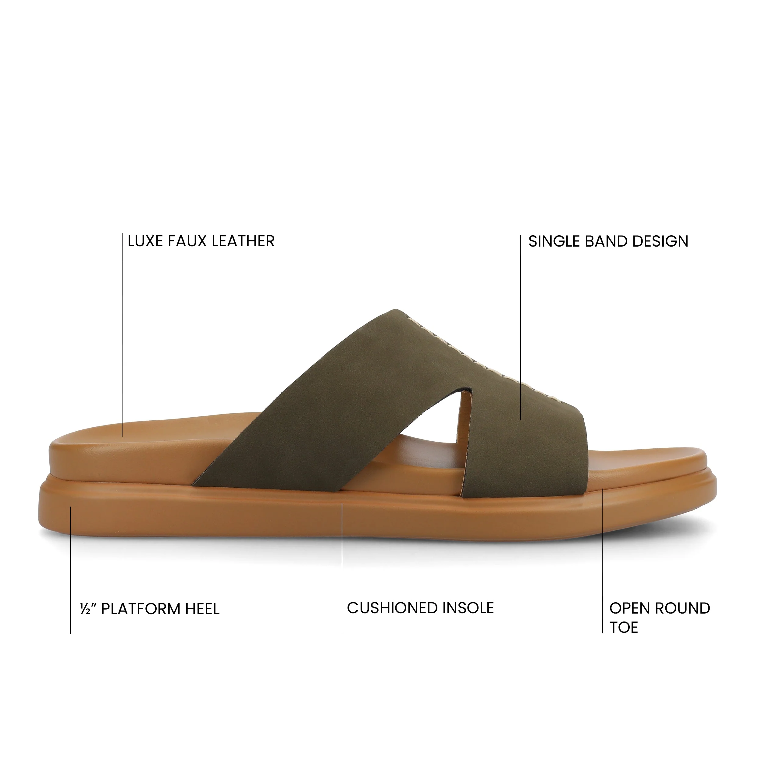 MISEY SINGLE BAND SLIP ON SANDALS - Olive - Image 5